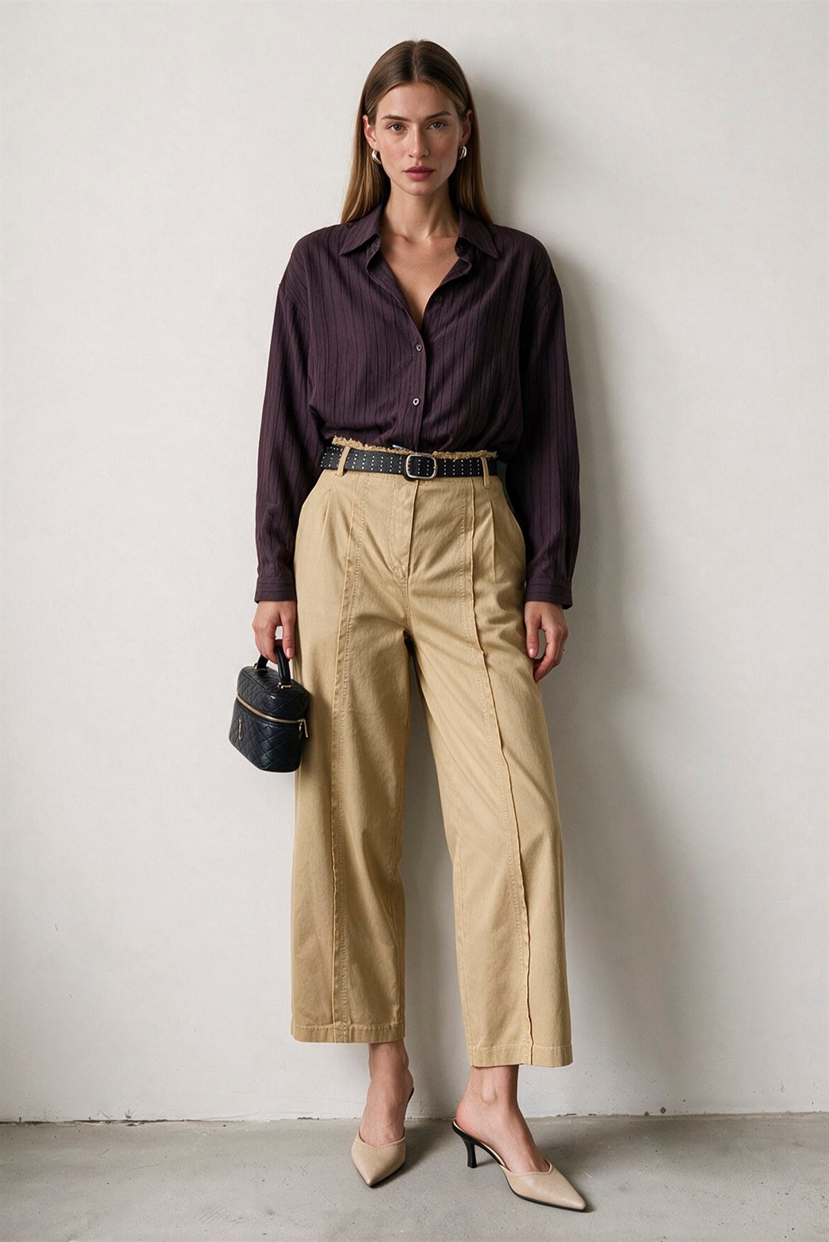 51208 KEMERLİ PANTOLON CAMEL