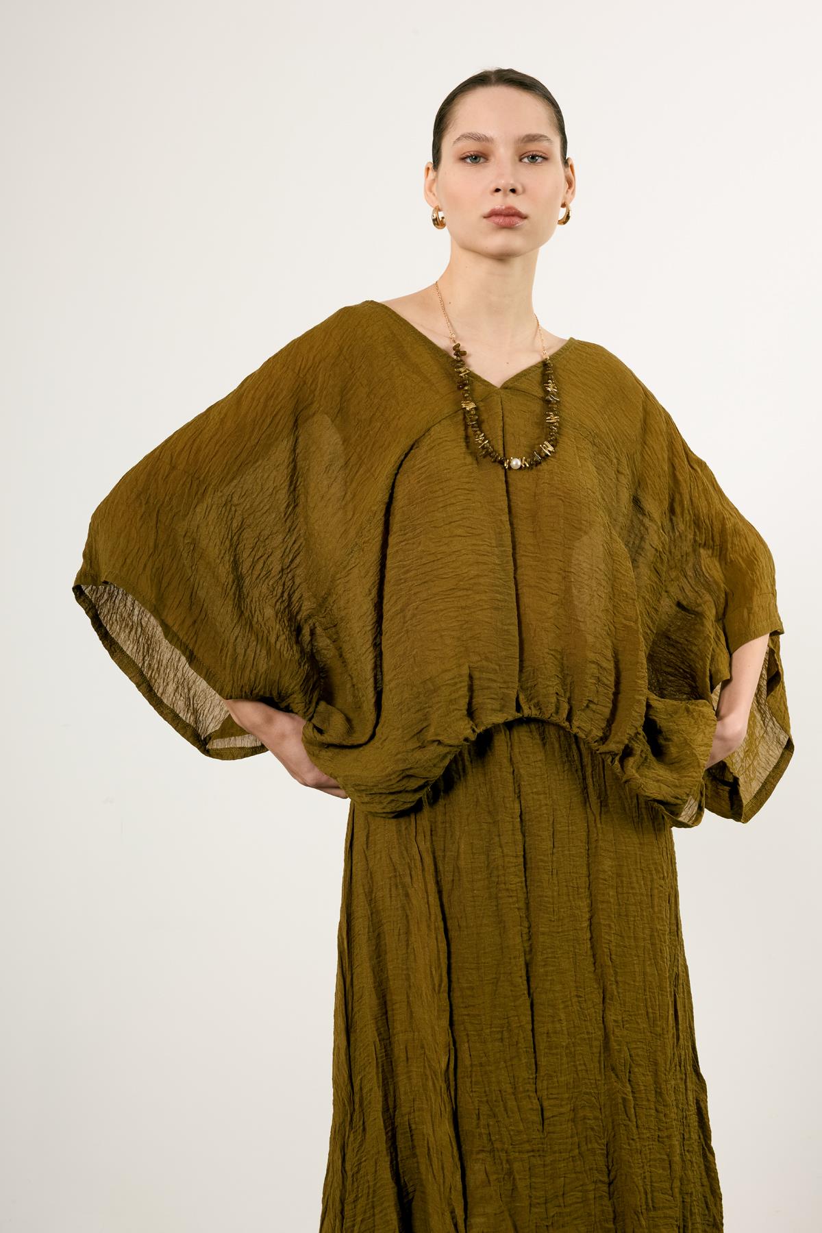 51134 BLUZ ETEK TAKIM OLİVE