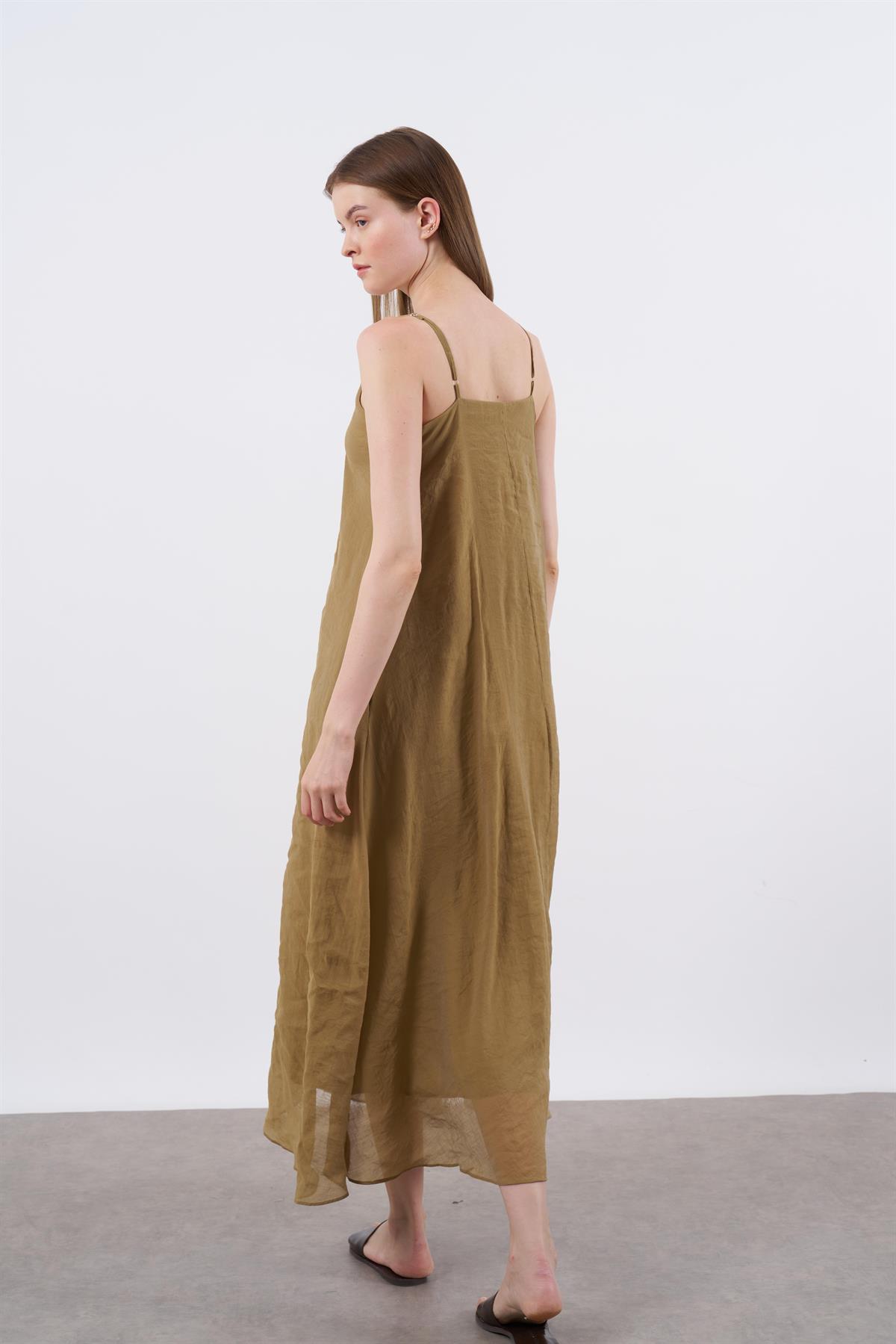 3227 ASKILI ELBİSE OLİVE