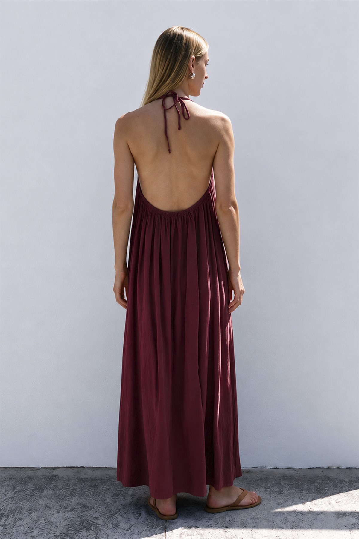 3344 ASKILI ELBİSE BORDO