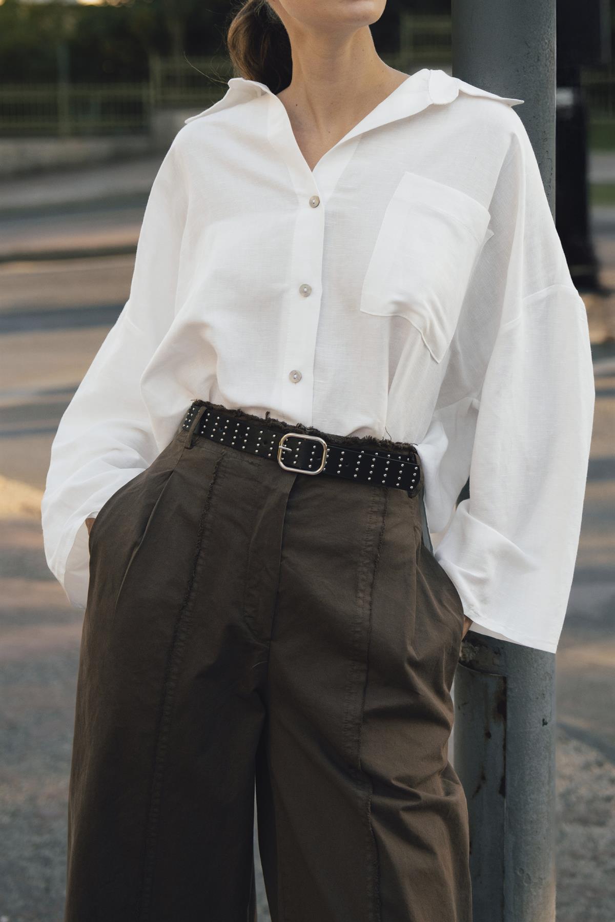 51208 KEMERLİ PANTOLON KAHVE