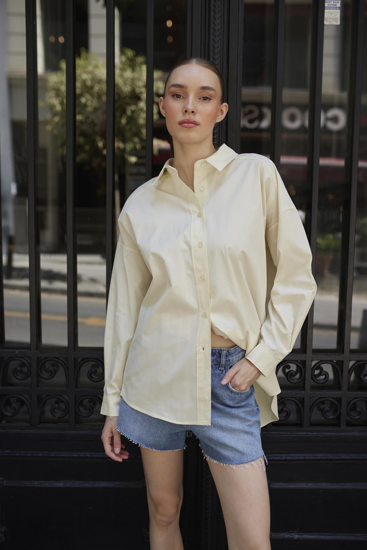 4943 POPLİN GÖMLEK SARI