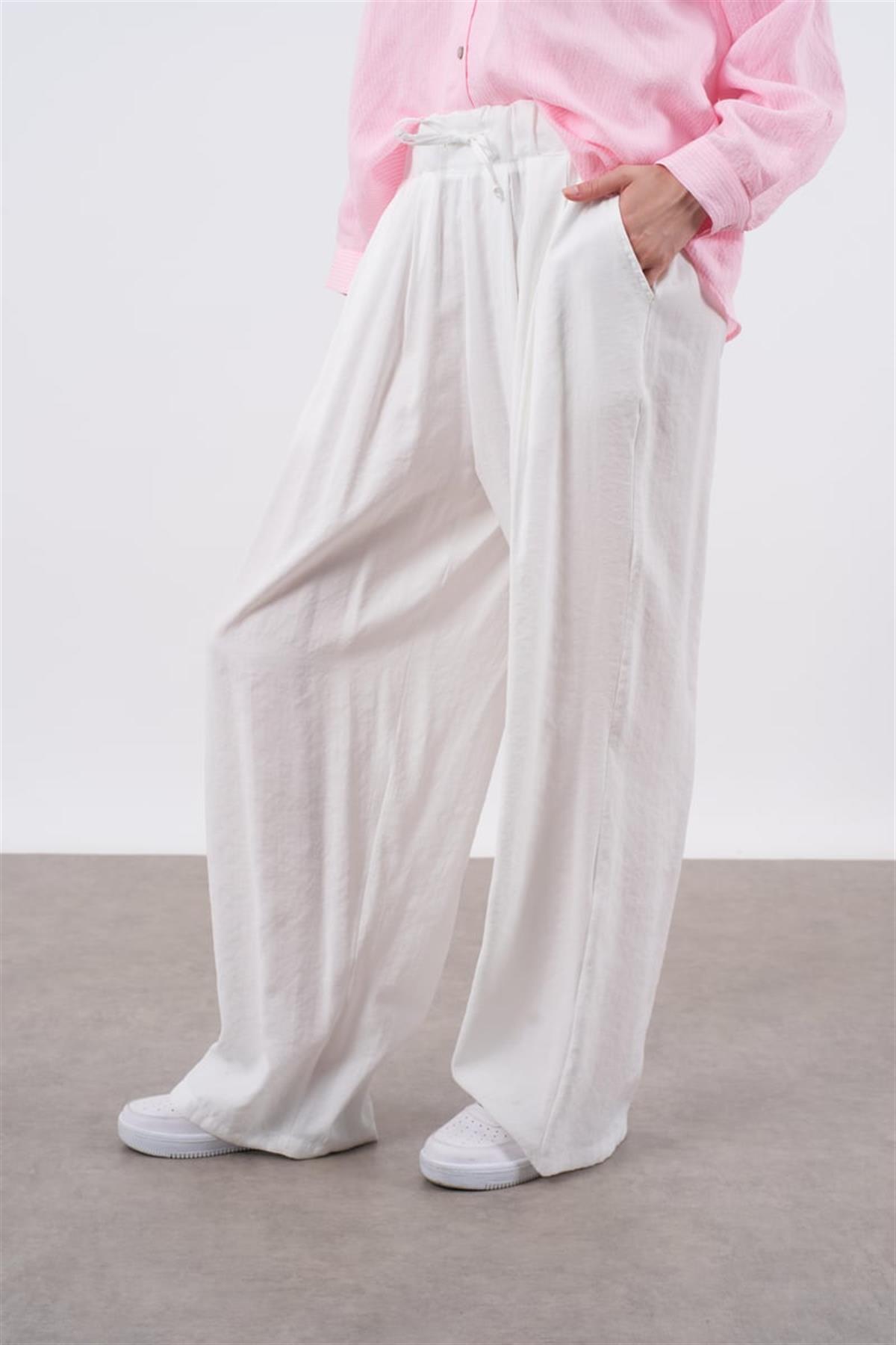 50962 LASTİKLİ PANTOLON BEYAZ