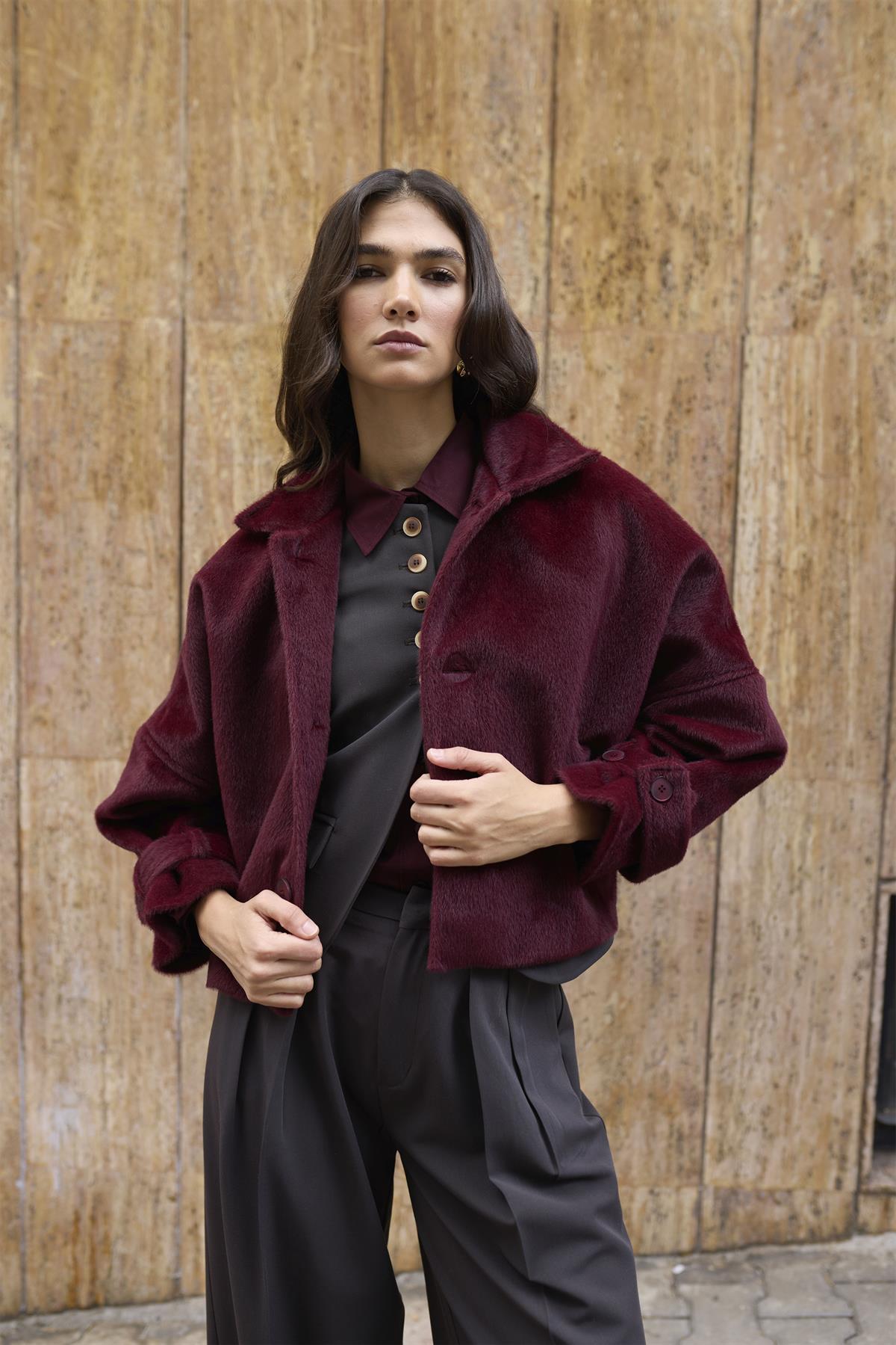 9654 PELUŞ CEKET BORDO