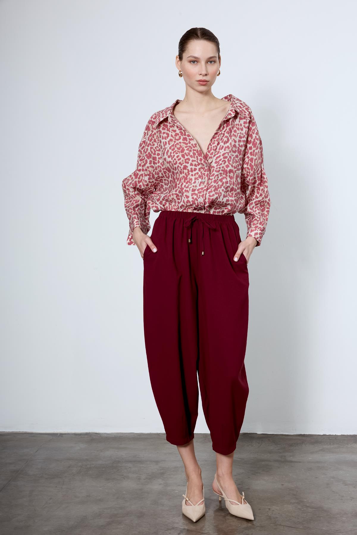 4954 OVERSİZE OVERSİZE GÖMLEK BORDO