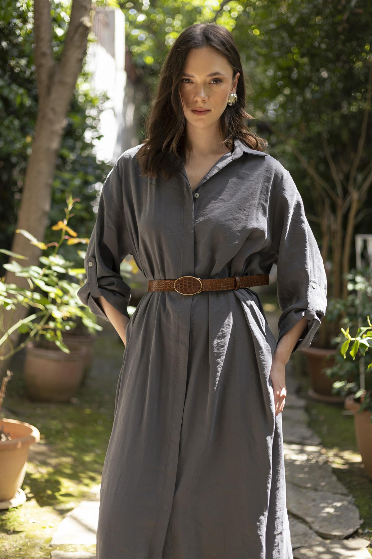 3270 GÖMLEK ELBİSE ANTRASİT