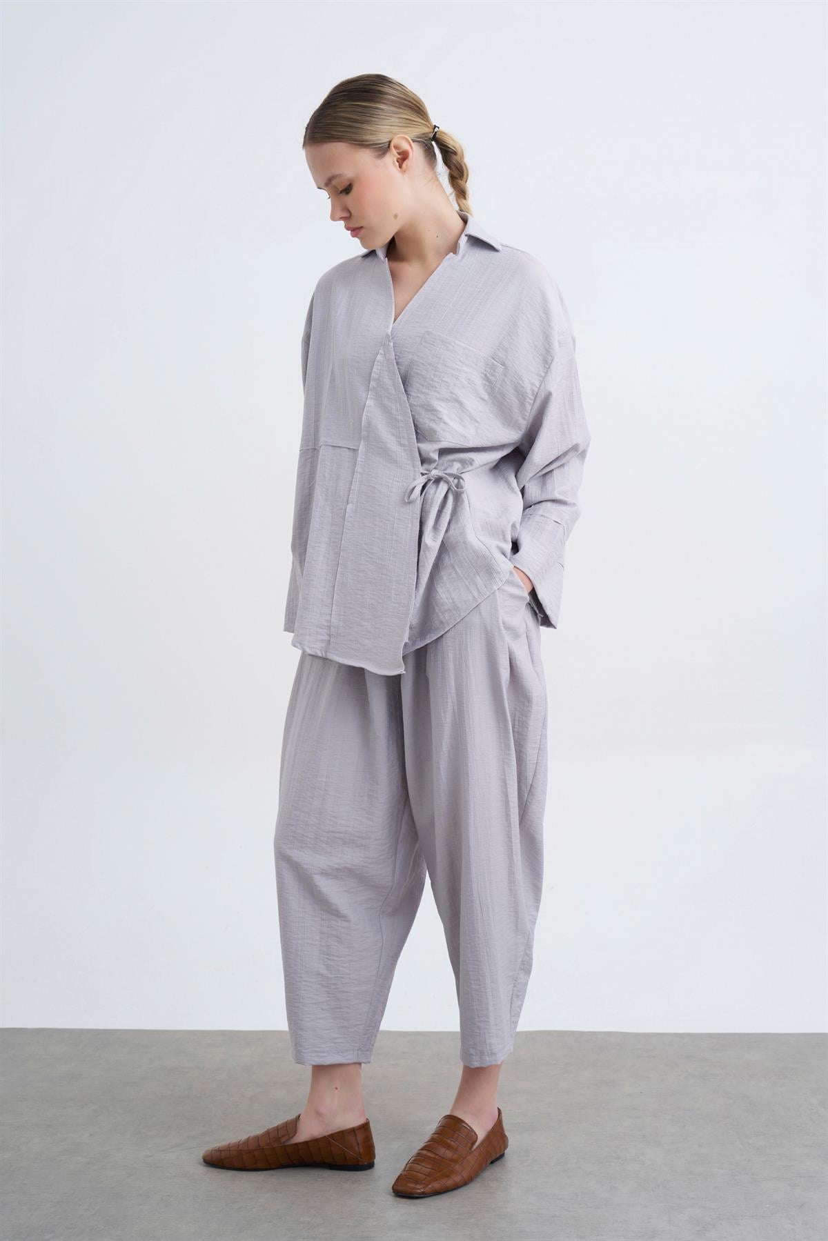 50970 BLUZ PANTOLON TAKIM AÇIK GRİ