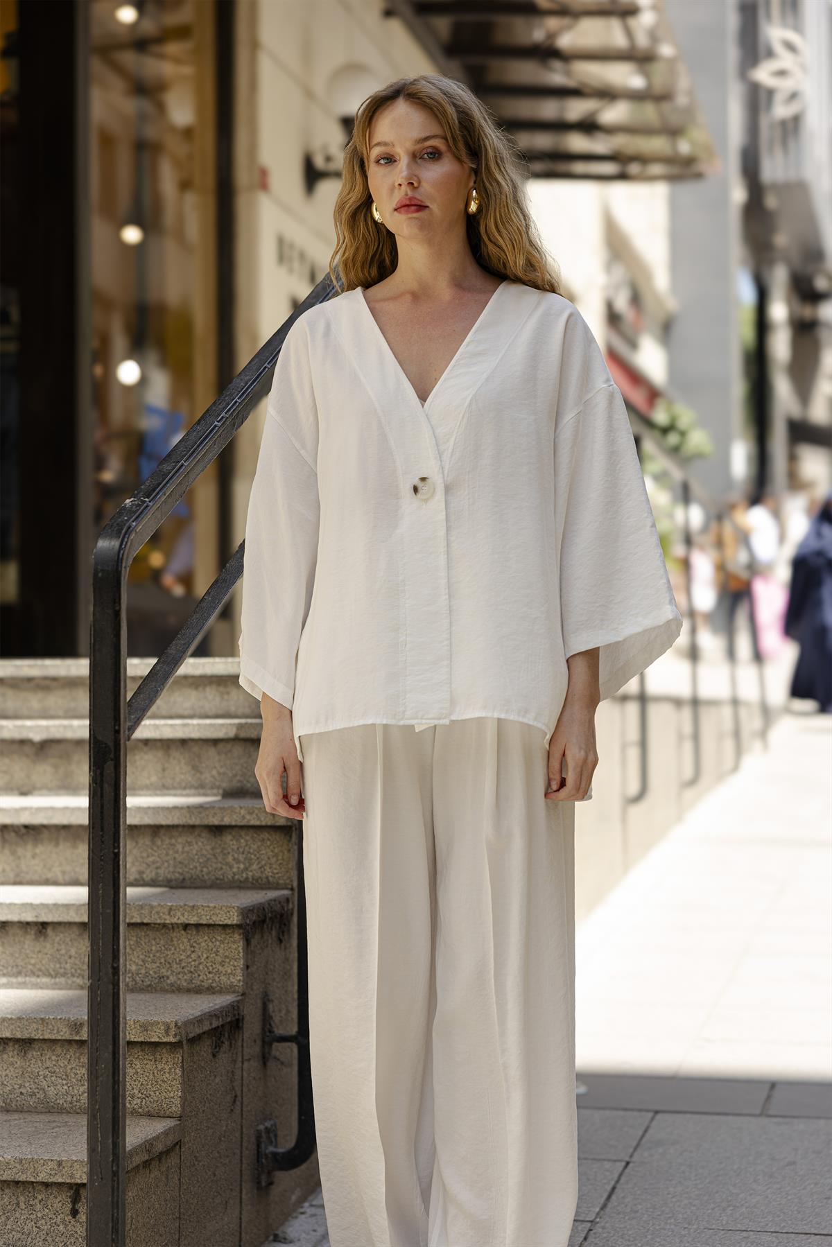 51173 BLUZ PANTOLON TAKIM BEYAZ