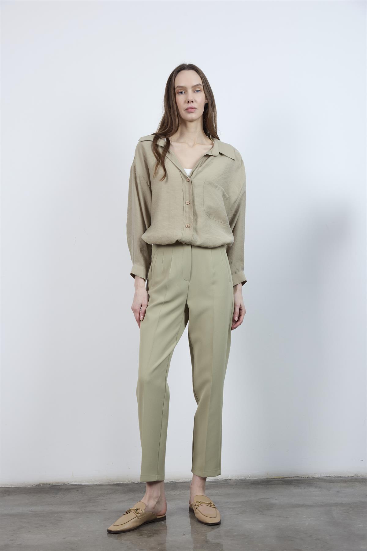 50109 PENSLİ HAVUÇ PANTOLON AÇIK HAKİ