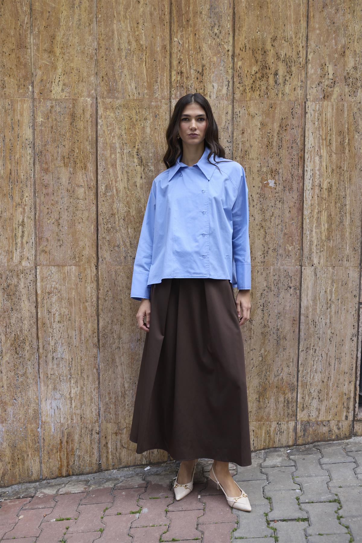 5001 REGLAN POPLİN GÖMLEK MAVİ