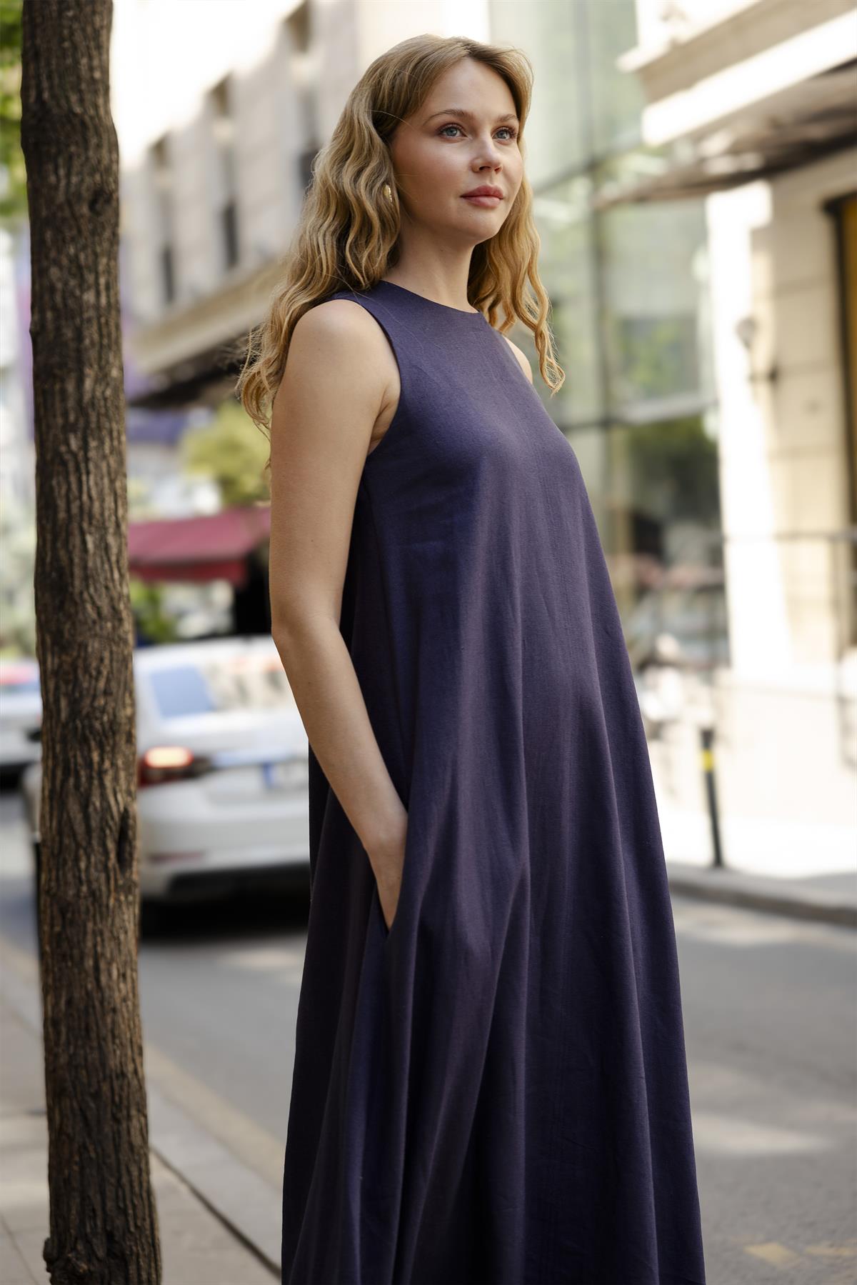 3315 KOLSUZ ELBİSE LACİVERT