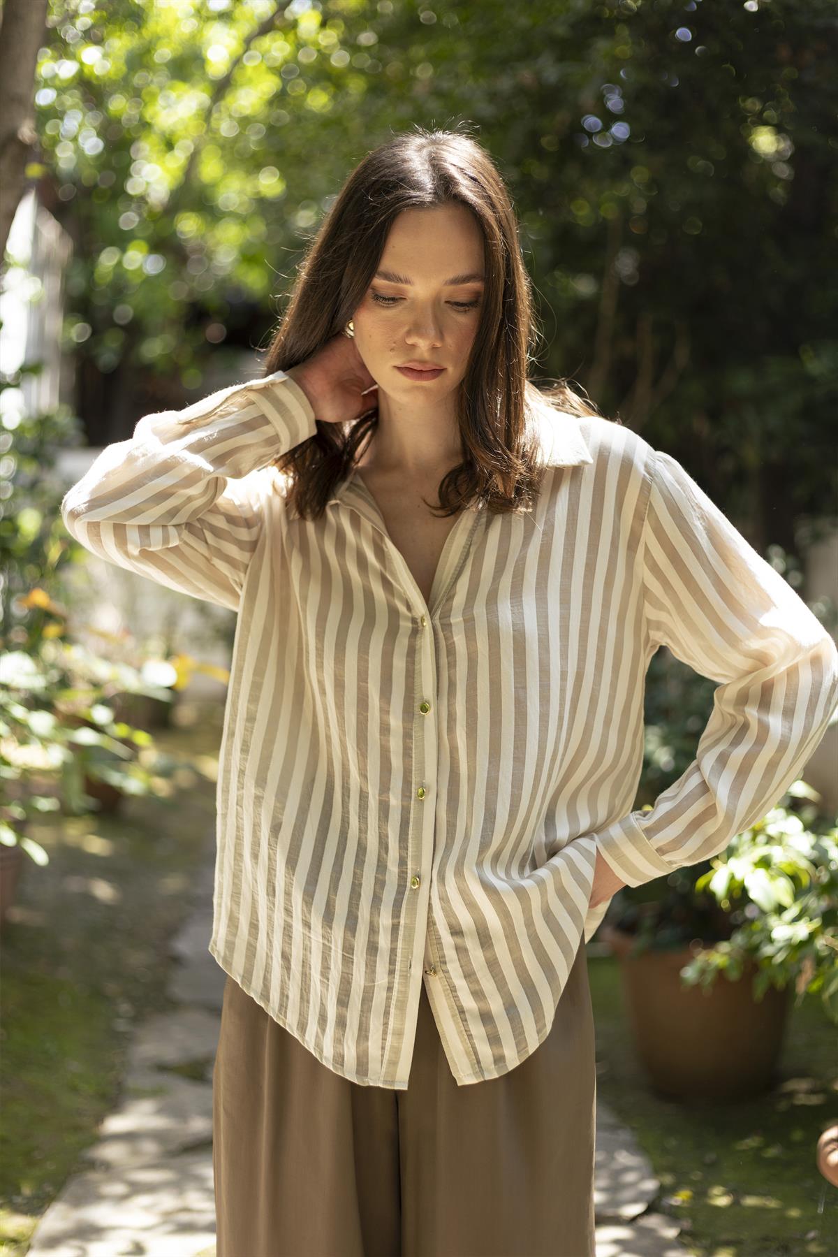 4966 ÇİZGİLİ GÖMLEK HAKİ