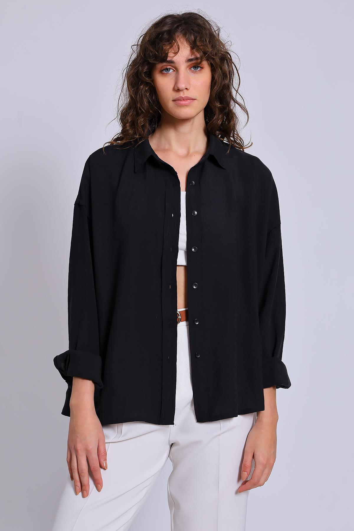 4910 OVERSIZE GÖMLEK SİYAH