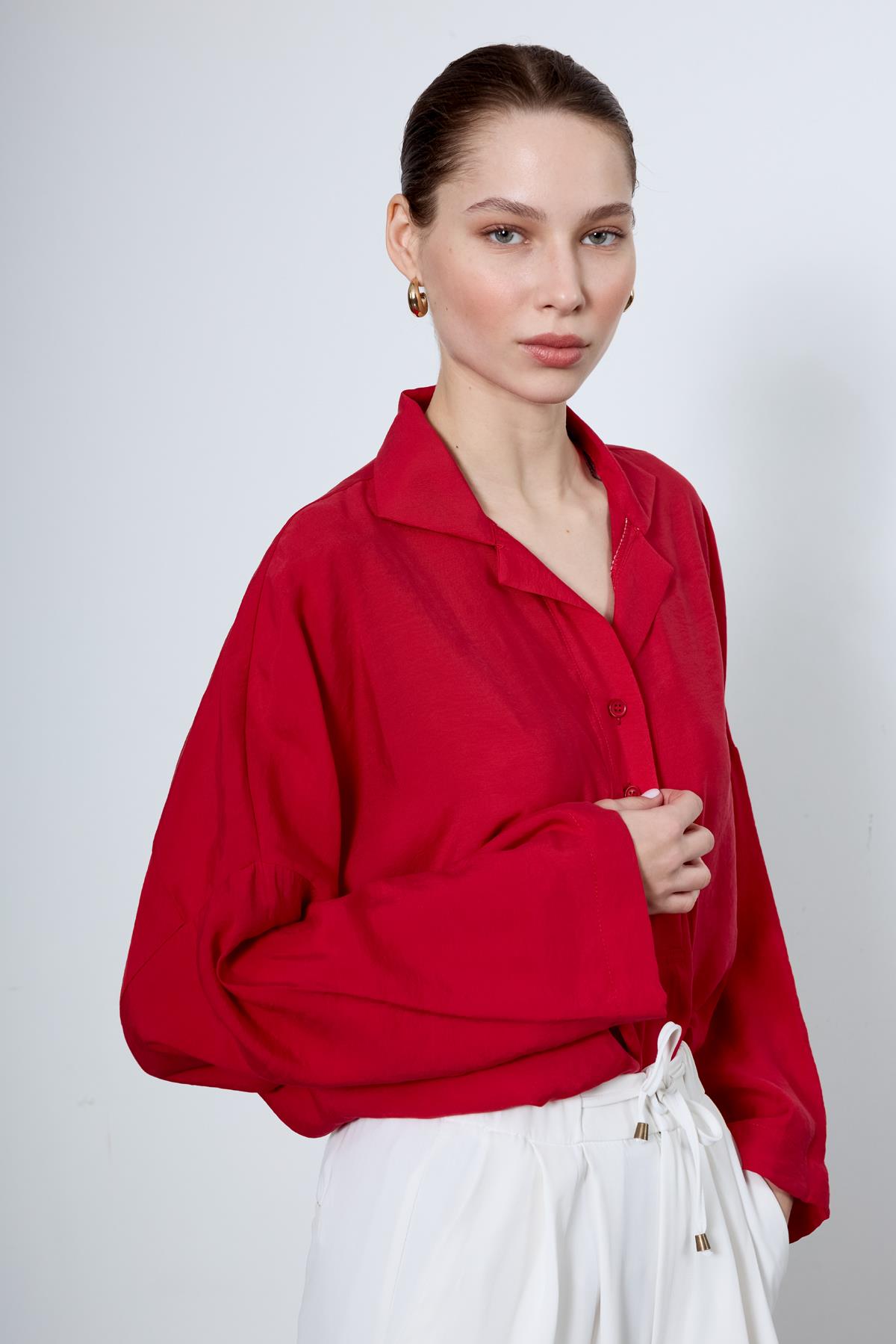 4953 POLO YAKA BLUZ KIRMIZI