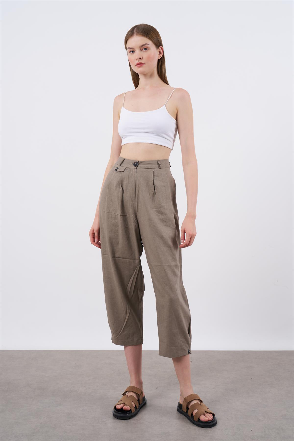 50976 KETEN PANTOLON KAHVE