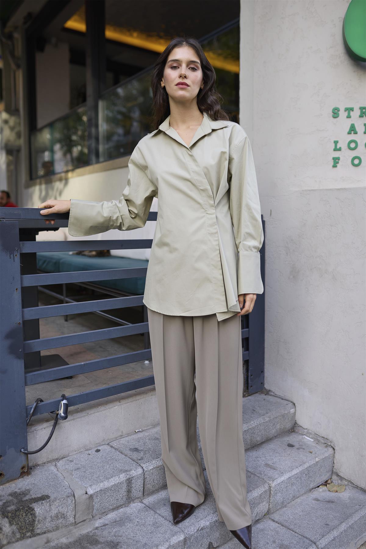 4987 POPLİN GÖMLEK AÇIK HAKİ