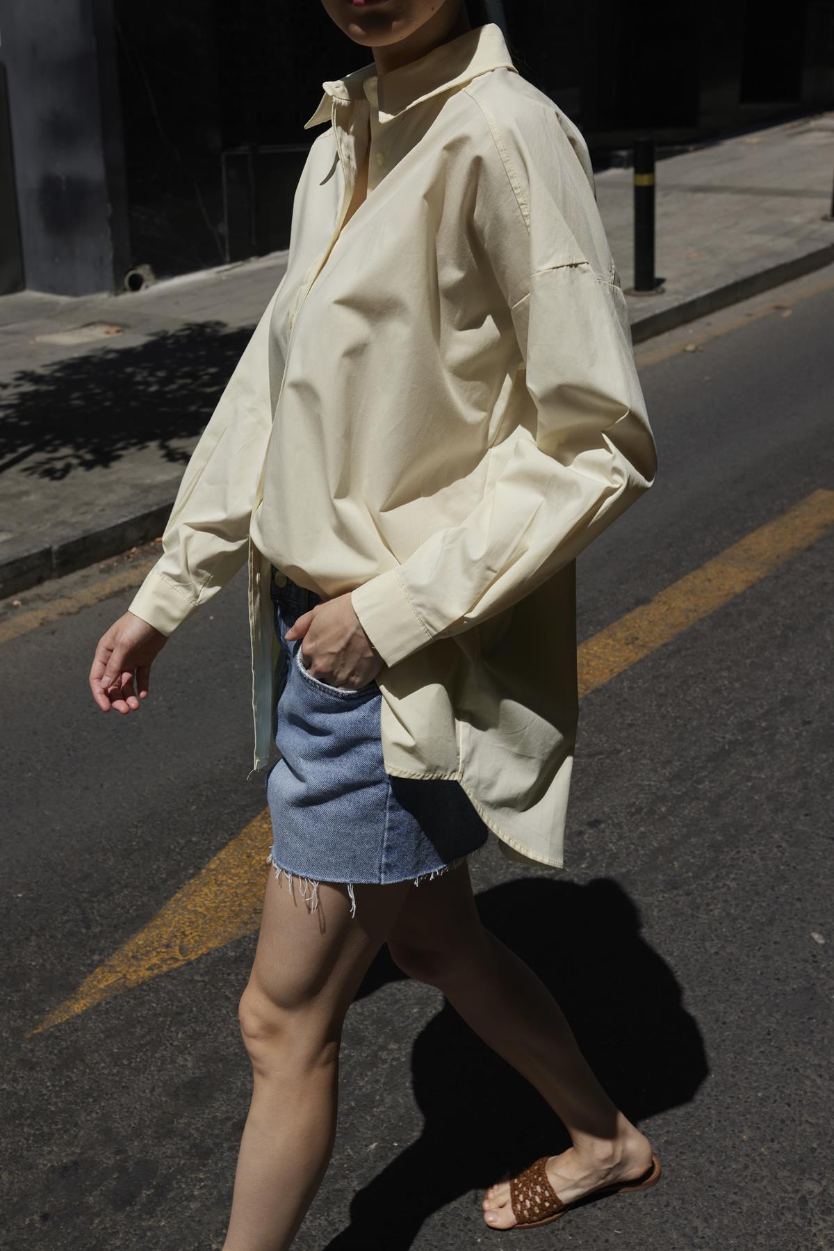 4943 POPLİN GÖMLEK SARI