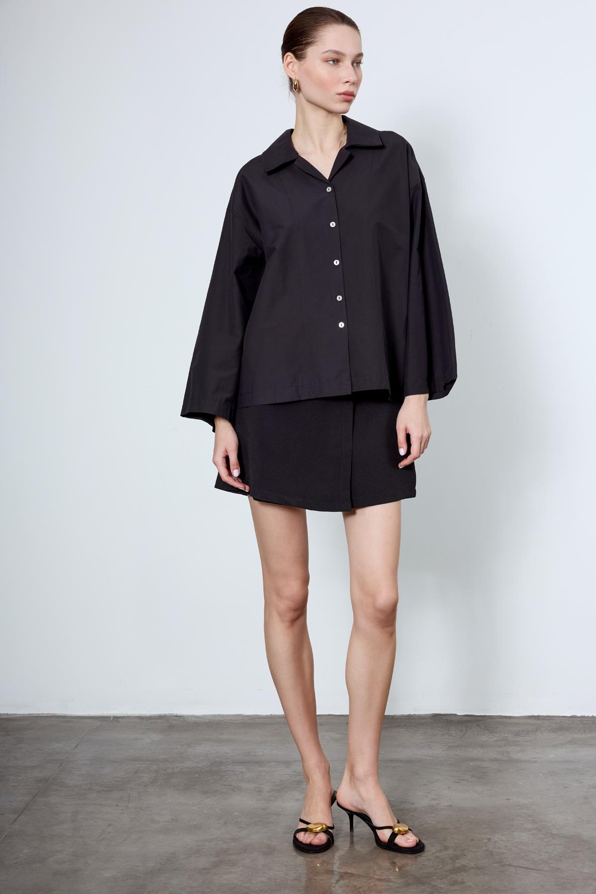 4952 OVERSIZE GÖMLEK SİYAH