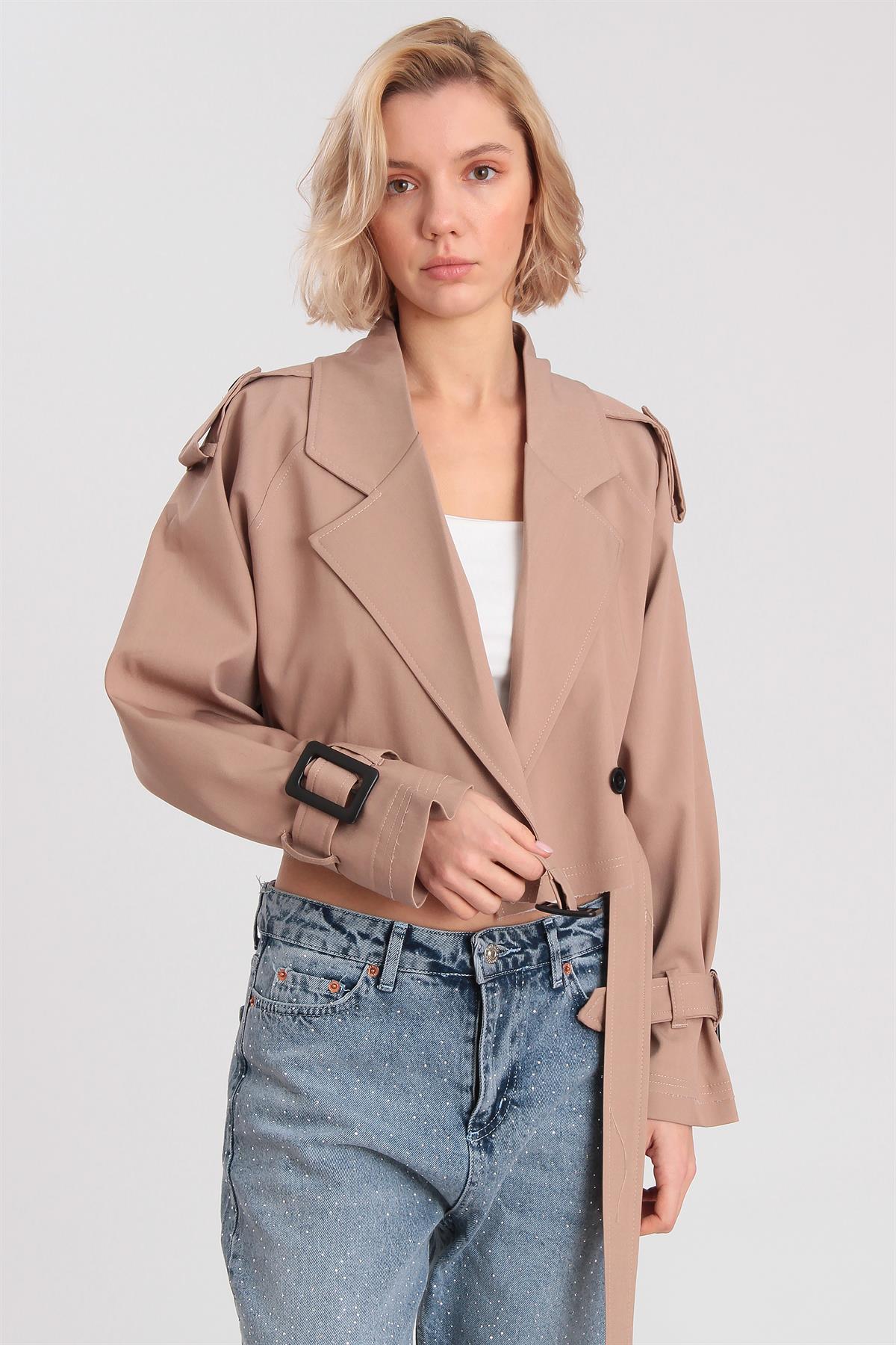 9306 REGLAN KISA CEKET CAMEL