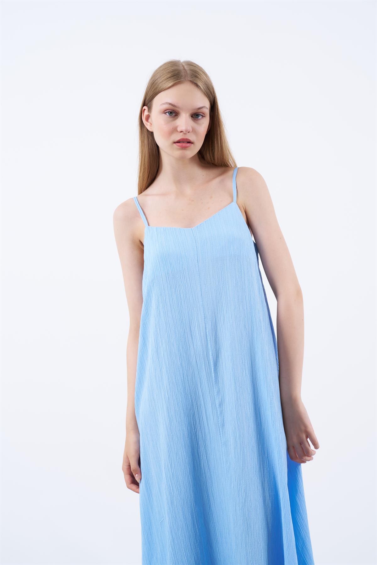 3124 ASKILI ELBİSE(2975) MAVİ