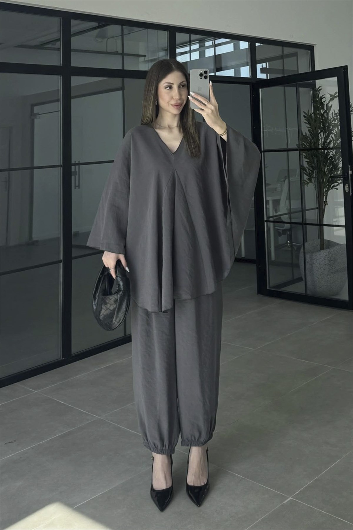 51337 BLUZ PANTOLON TAKIM ANTRASİT