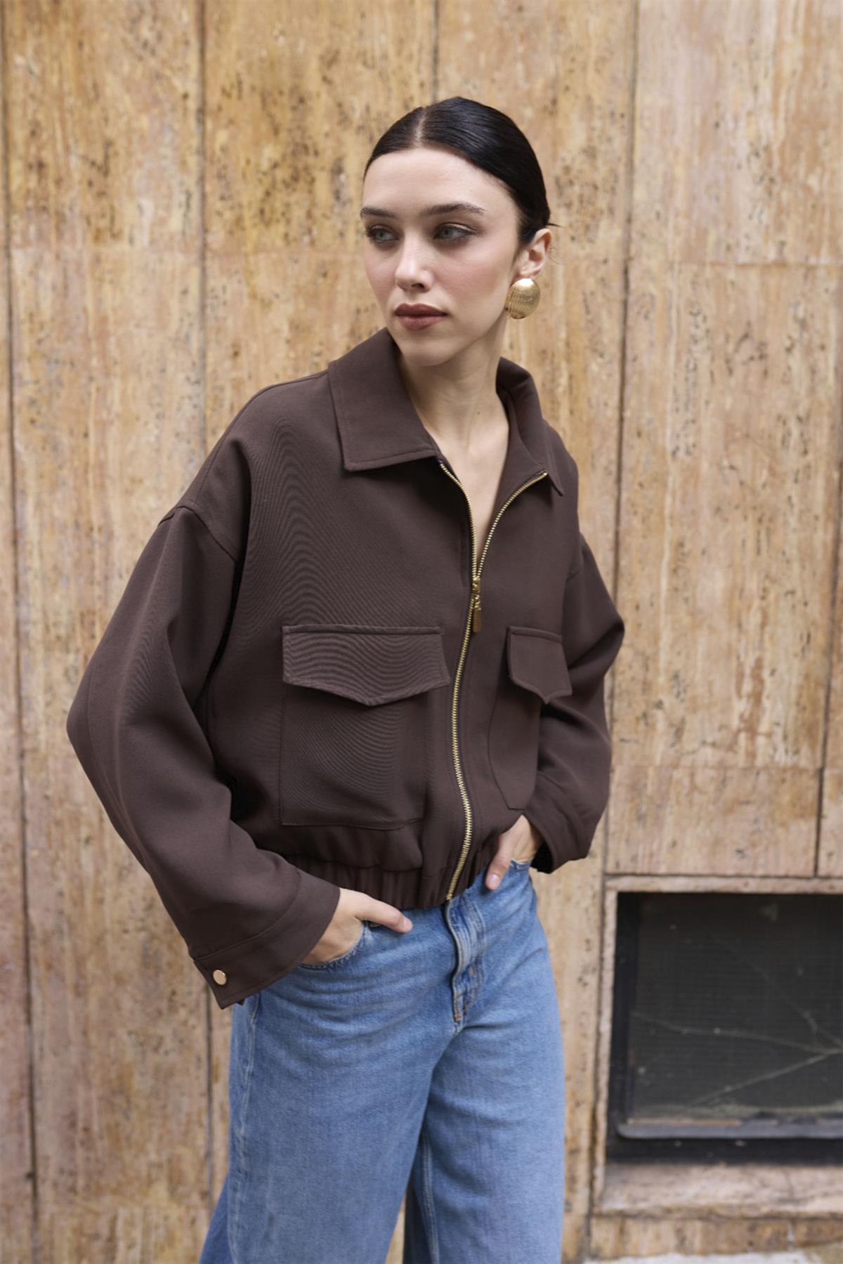 9644 CEPLİ CEKET KAHVE