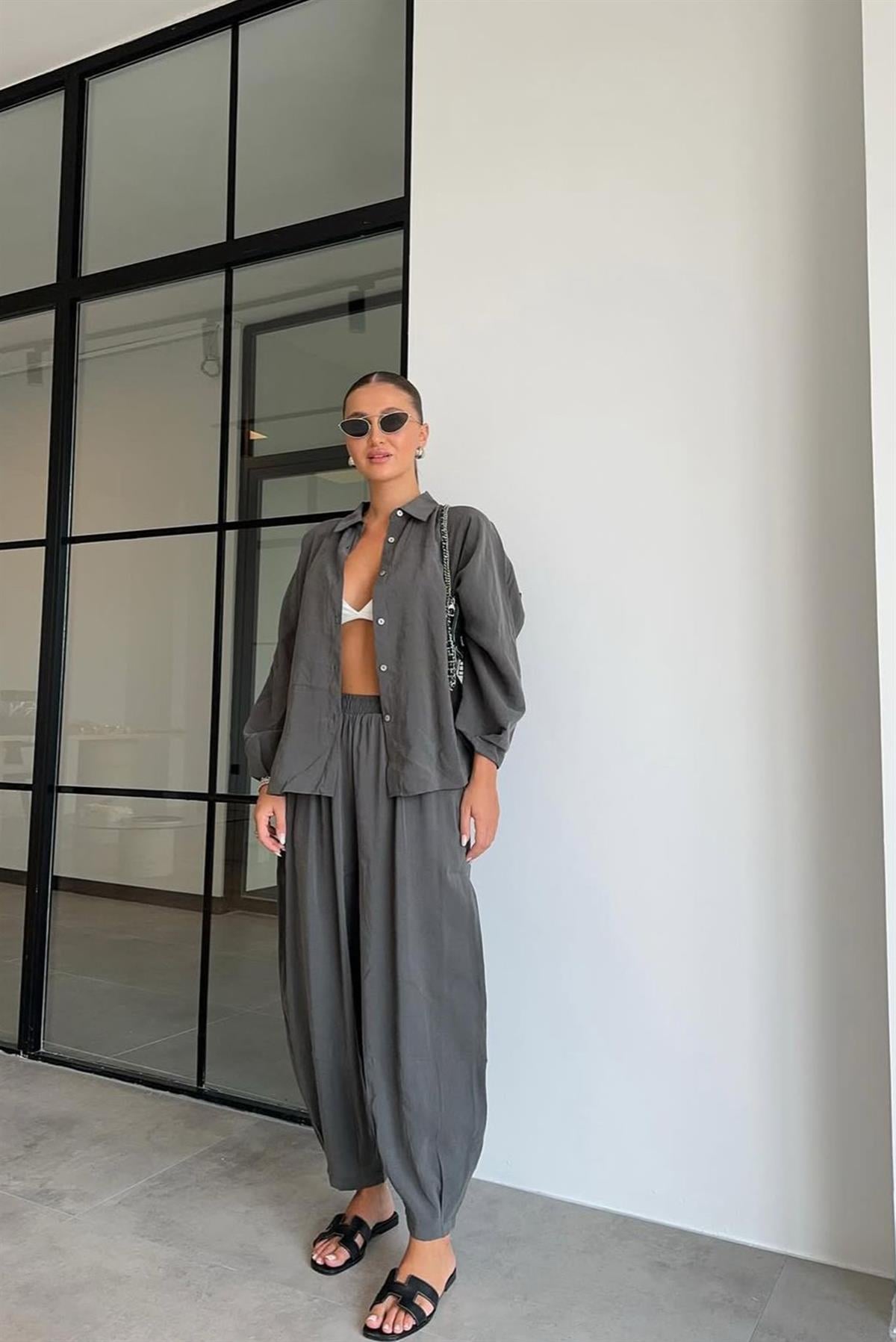 50957 GÖMLEK PANTOLON TAKIM ANTRASİT