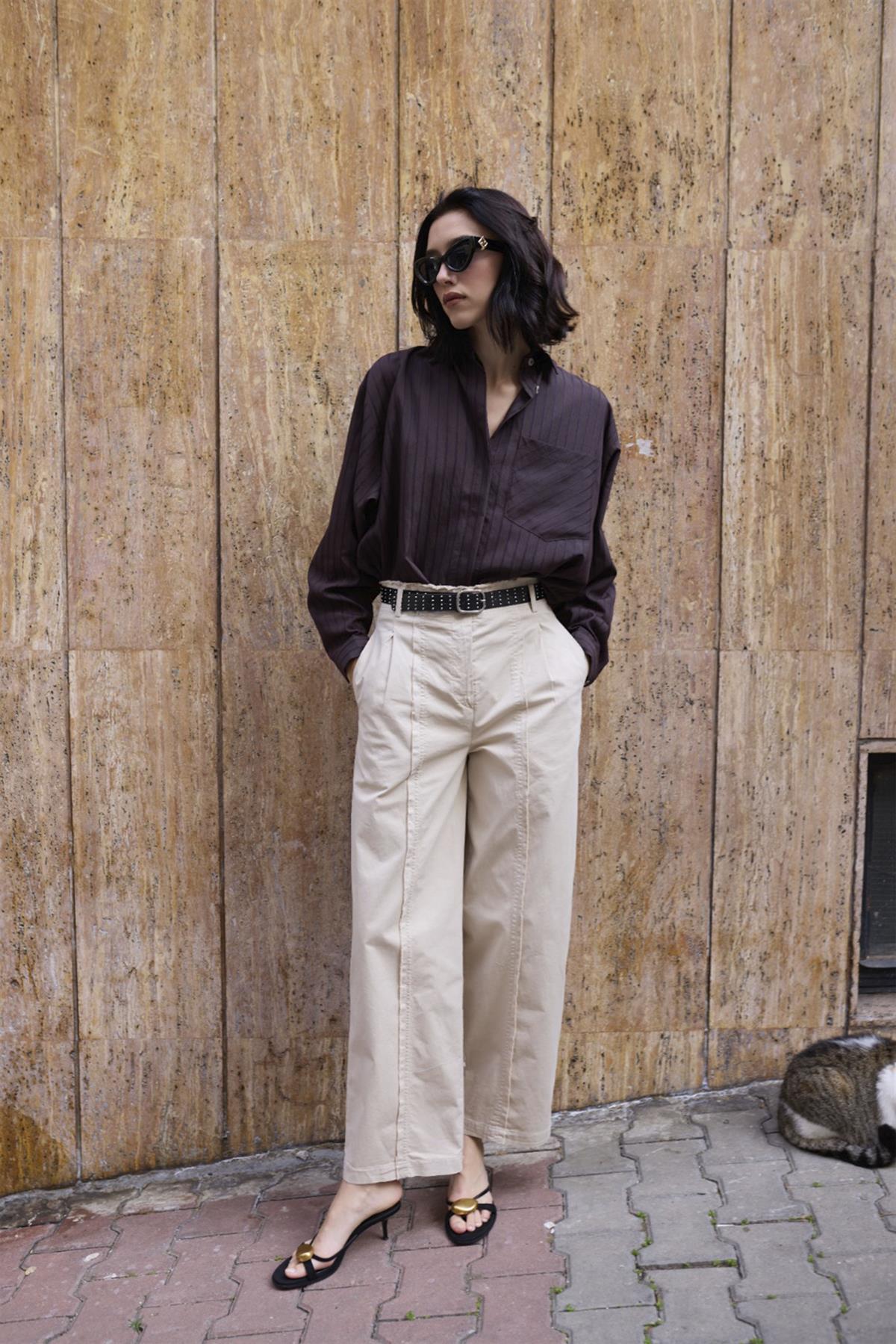 51208 KEMERLİ PANTOLON TAŞ