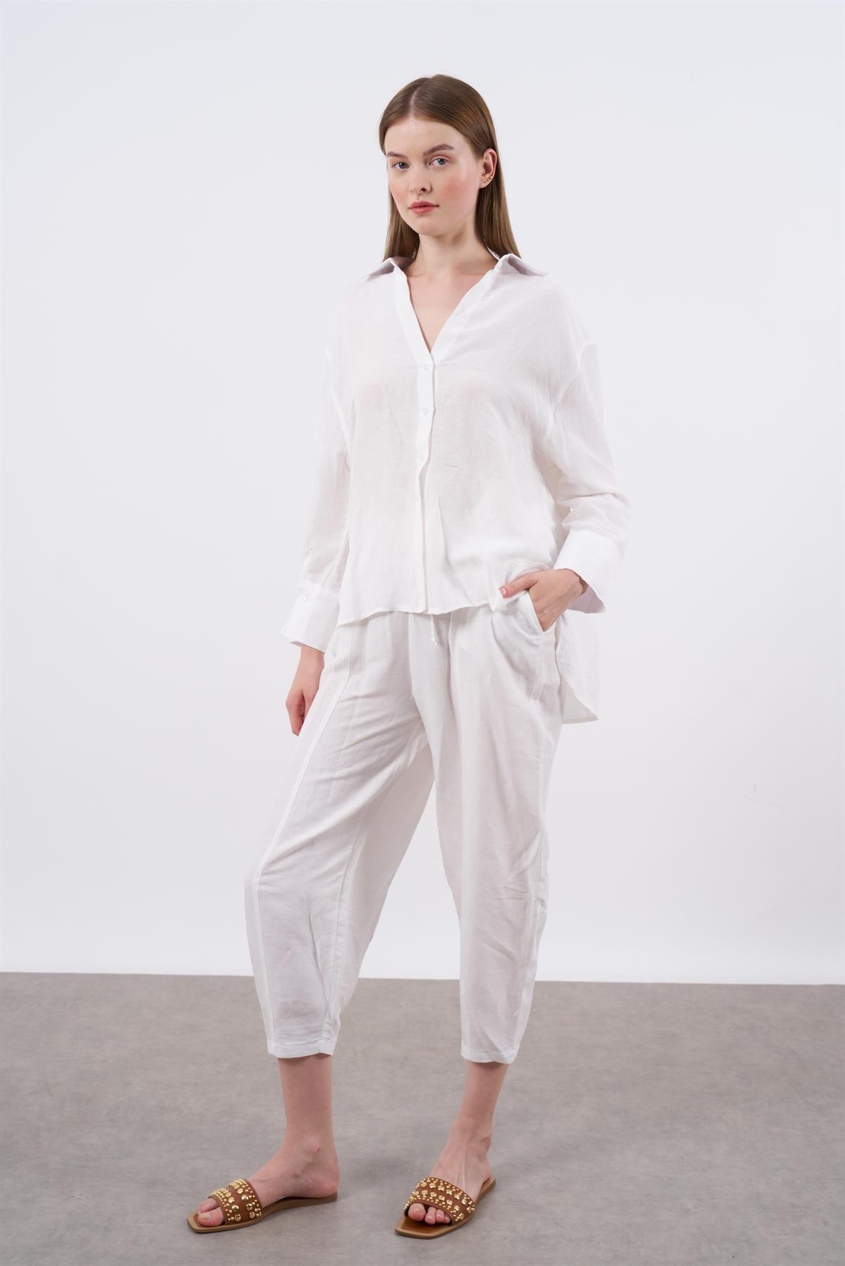 50987 GÖMLEK PANTOLON TAKIM BEYAZ