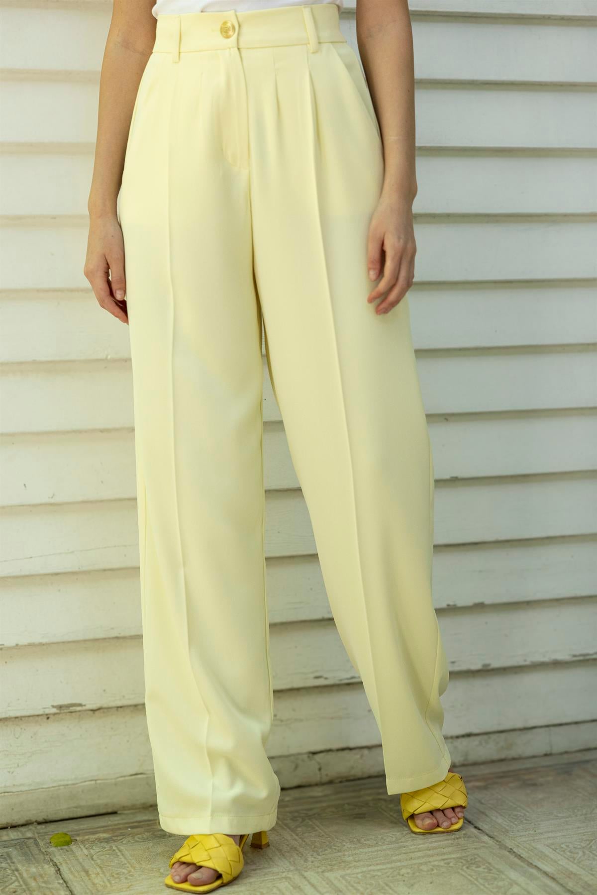 51078 PİLELİ PALAZZO PANTOLON SARI