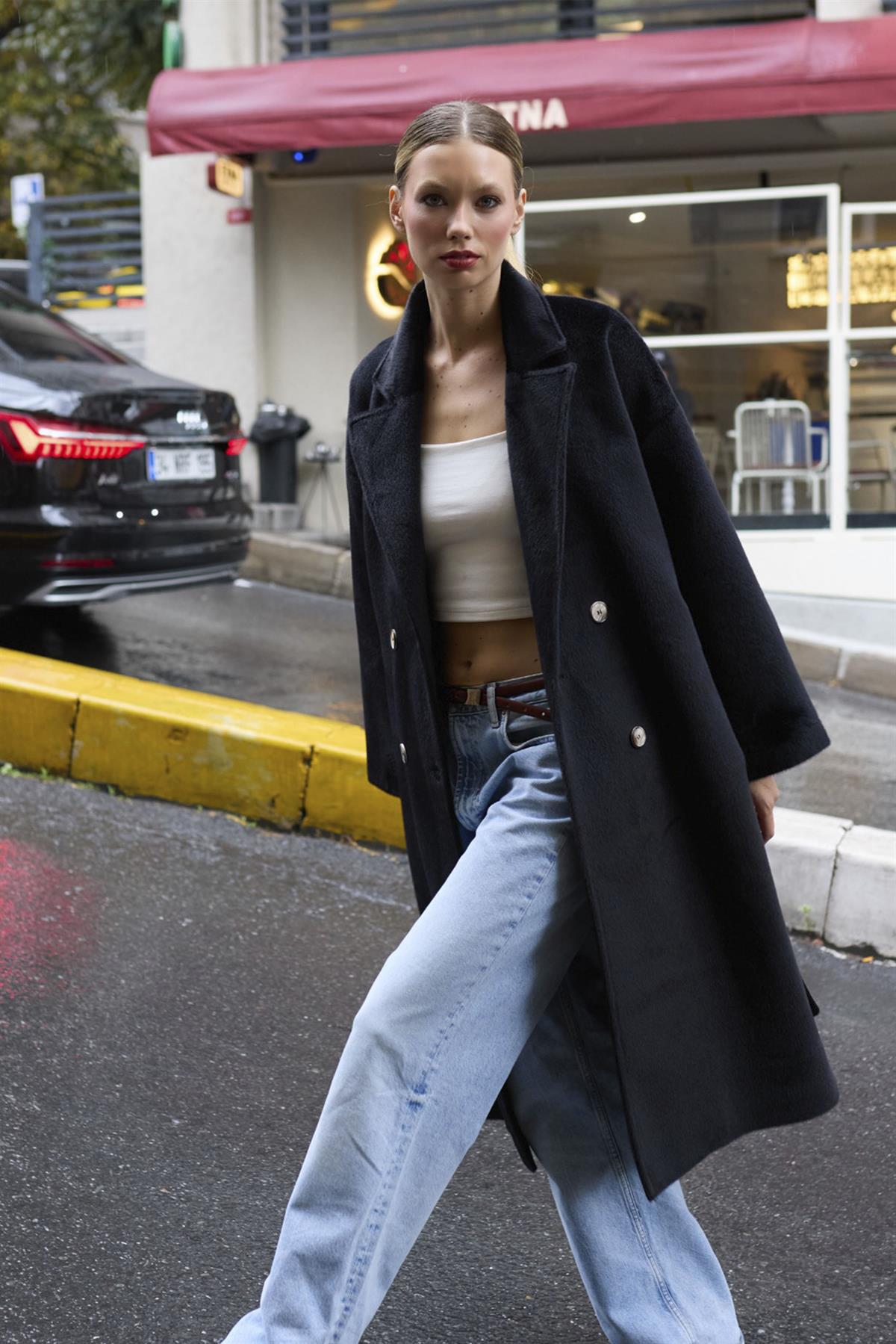 9610 PELUŞ TRENÇ SİYAH