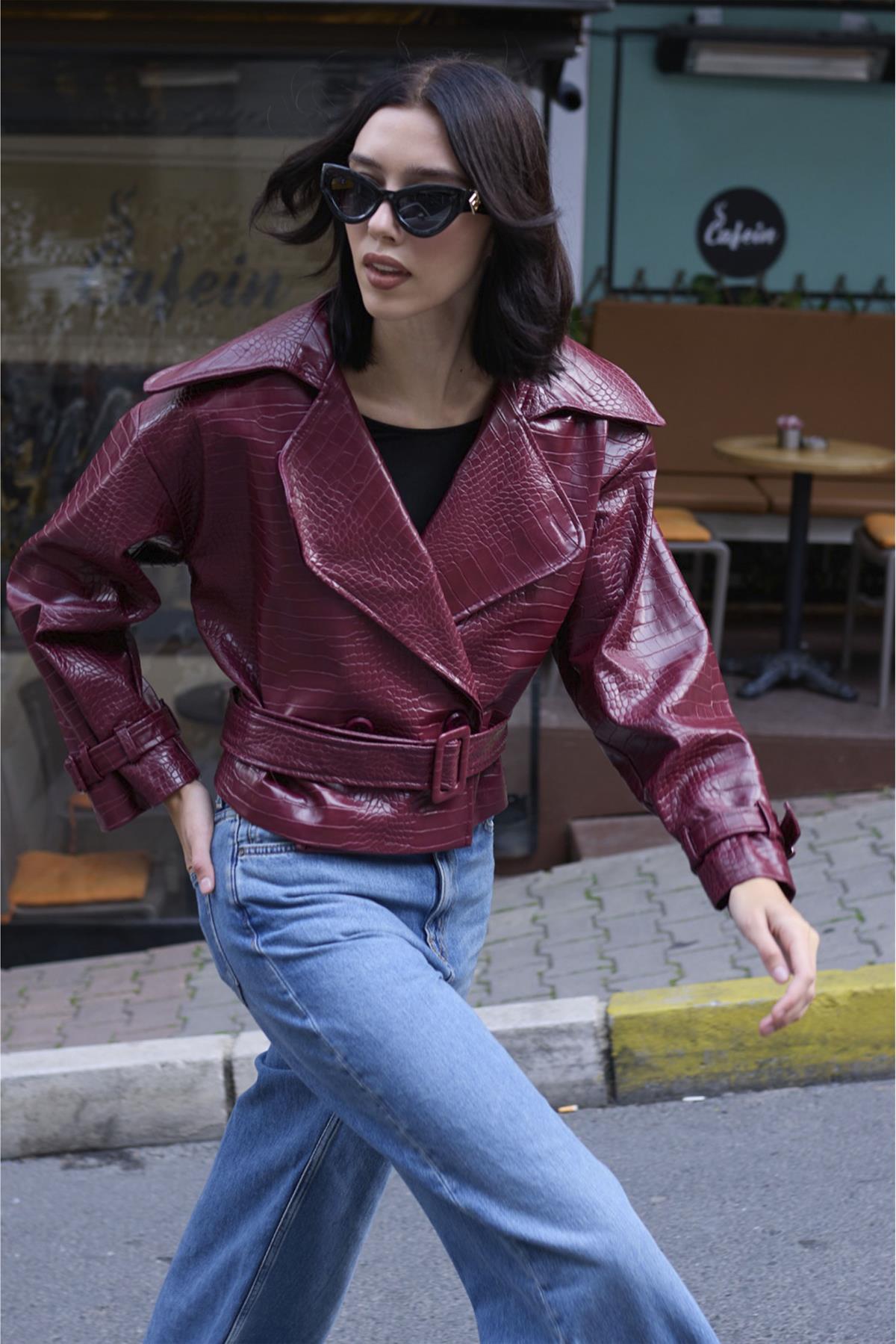 9632 DERİ CEKET BORDO