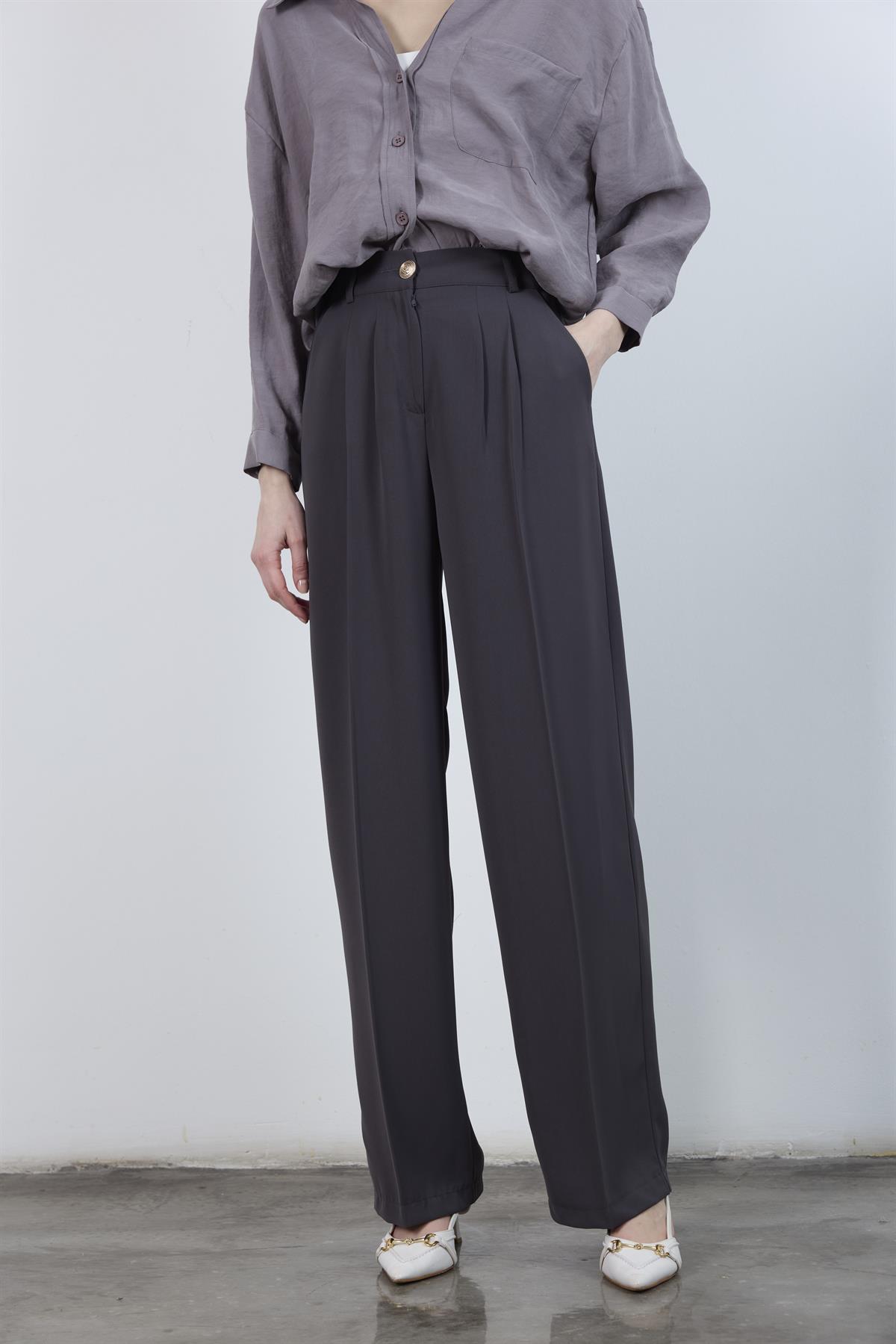 51078 PİLELİ PALAZZO PANTOLON ANTRASİT