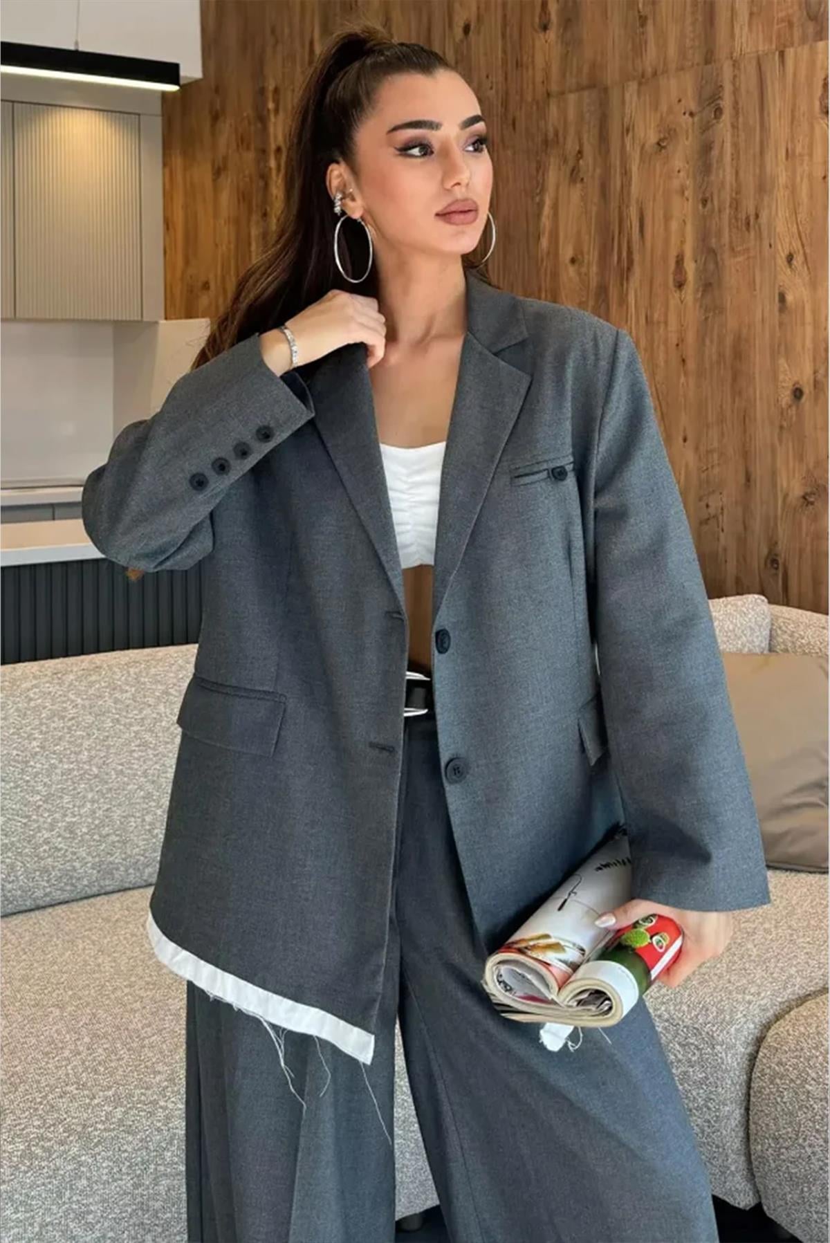 9467 ARKA BASKILI CEKET ANTRASİT