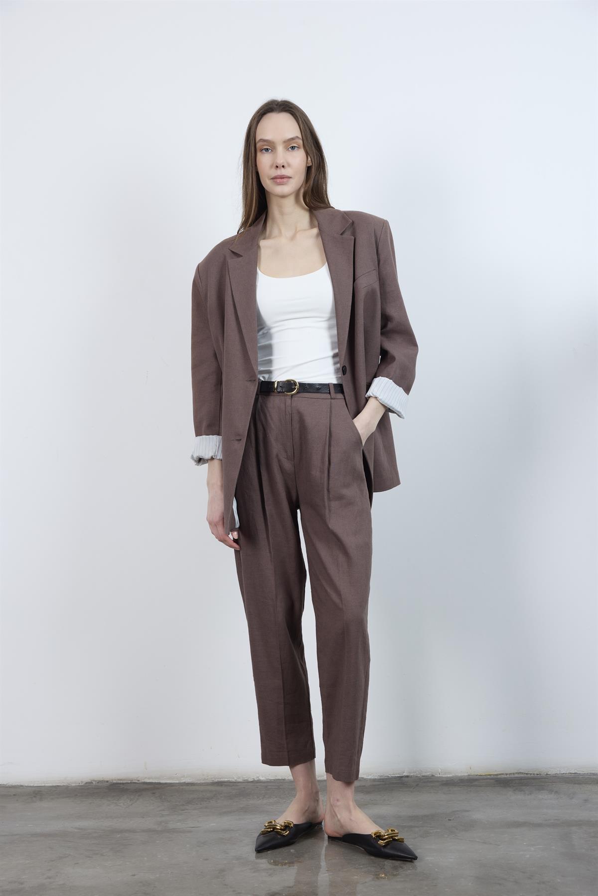 9433 KETEN CEKET KAHVE