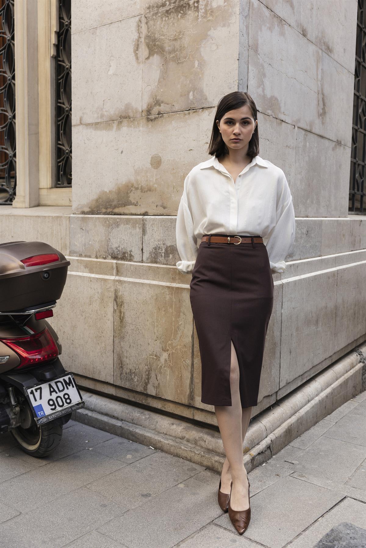 3261 POLİVİSKON ETEK KAHVE