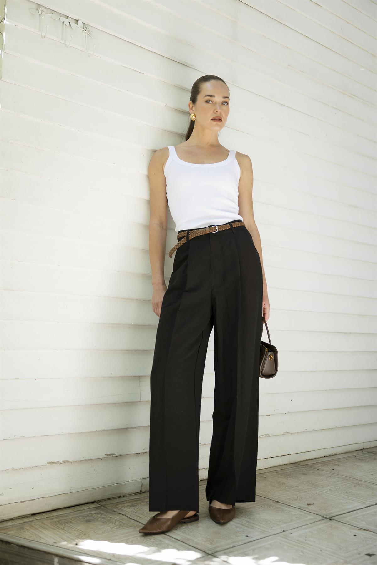 51150 KEMERLİ PANTOLON SİYAH