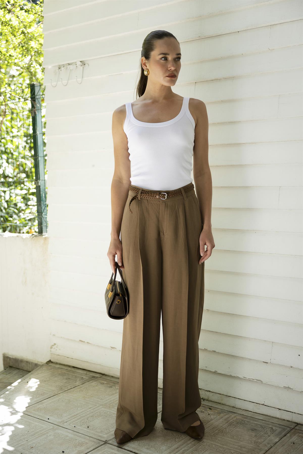 51150 KEMERLİ PANTOLON KAHVE