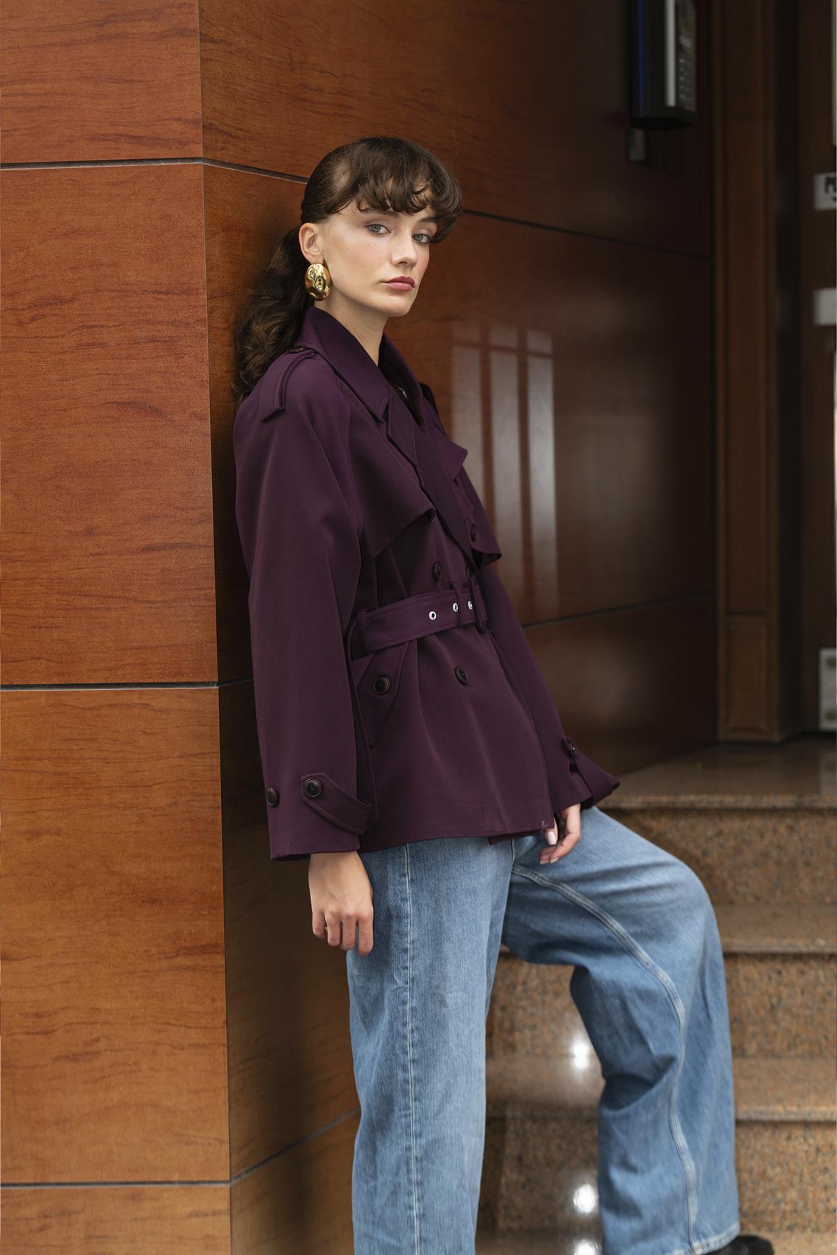 9587 ARA YAKALI TRENÇ MÜRDÜM