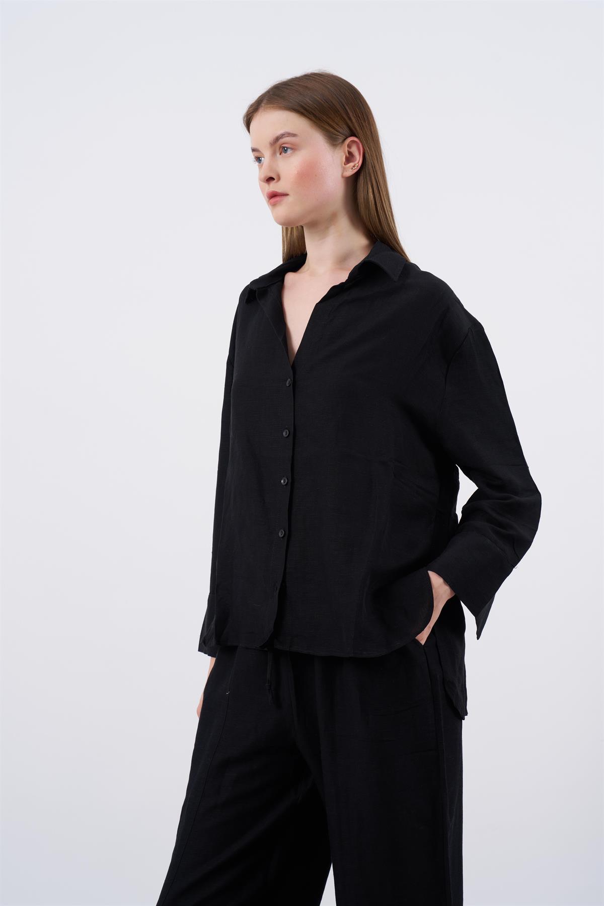 50987 GÖMLEK PANTOLON TAKIM SİYAH