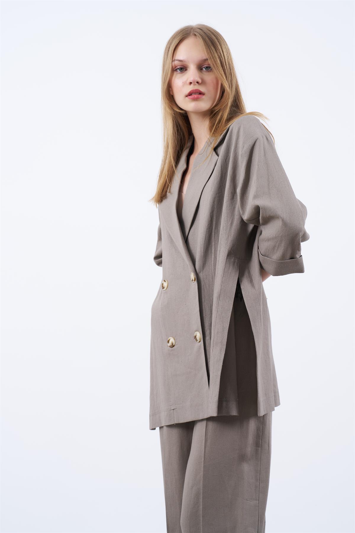 9450 KRUVAZE CEKET PANTOLON TAKIM VİZON