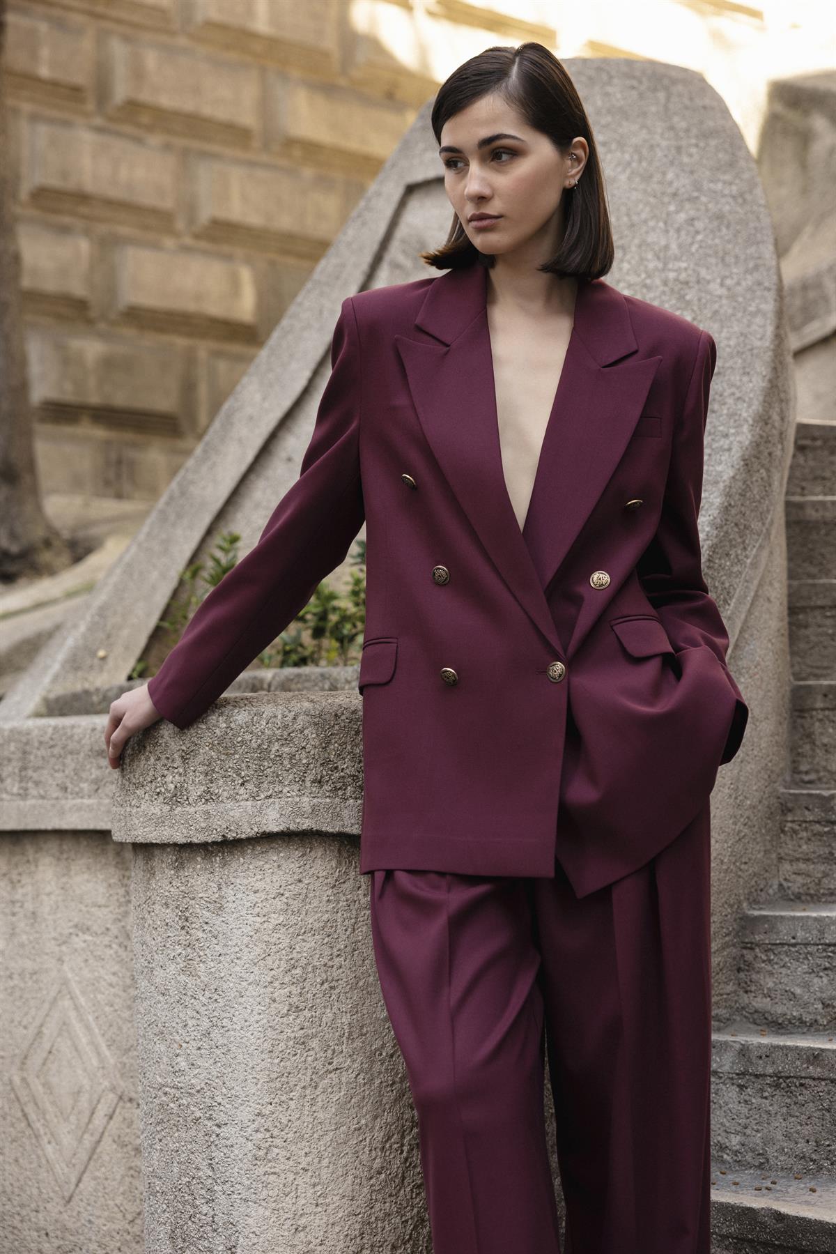 9561 POLİVİSKON KRUVAZE CEKET BORDO