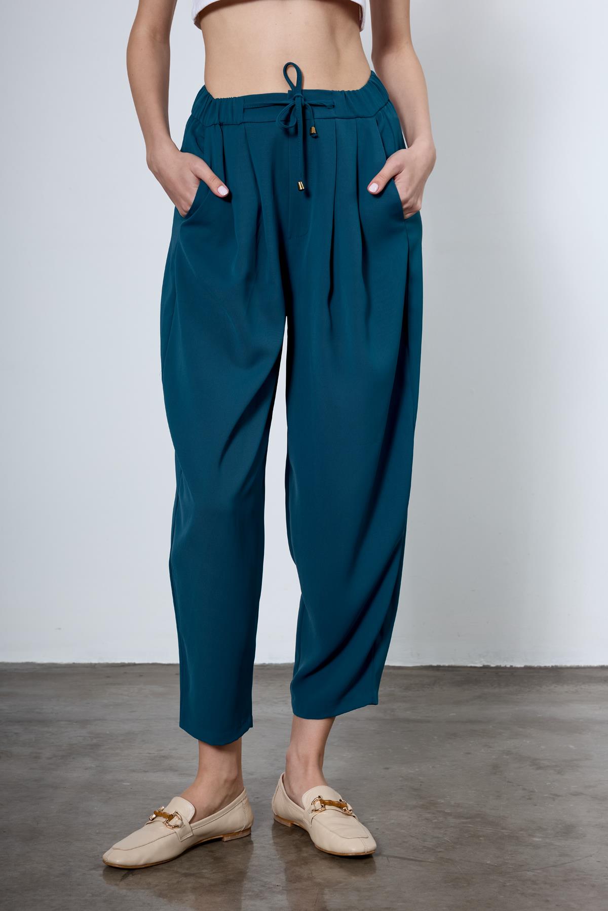 51111 PİLİLİ PANTOLON PETROL MAVİ