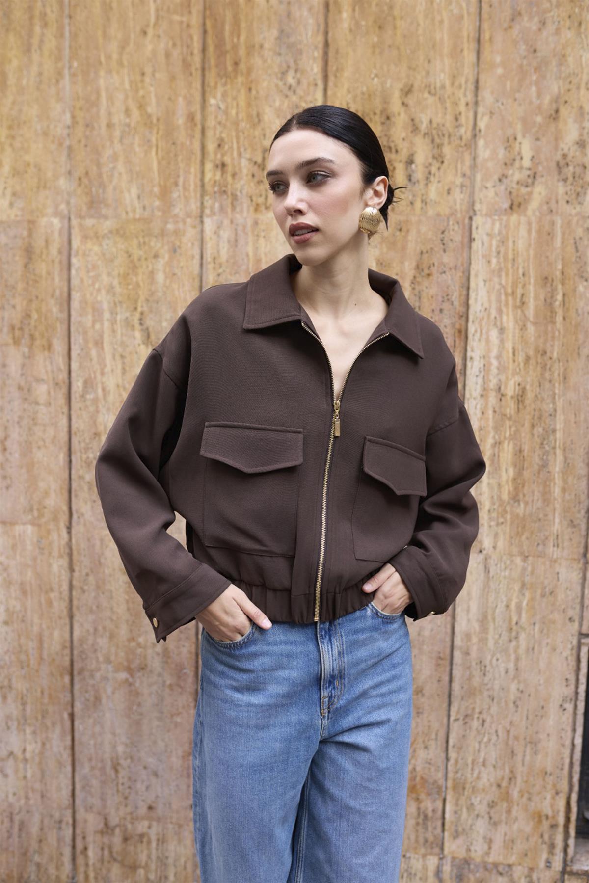 9644 CEPLİ CEKET KAHVE