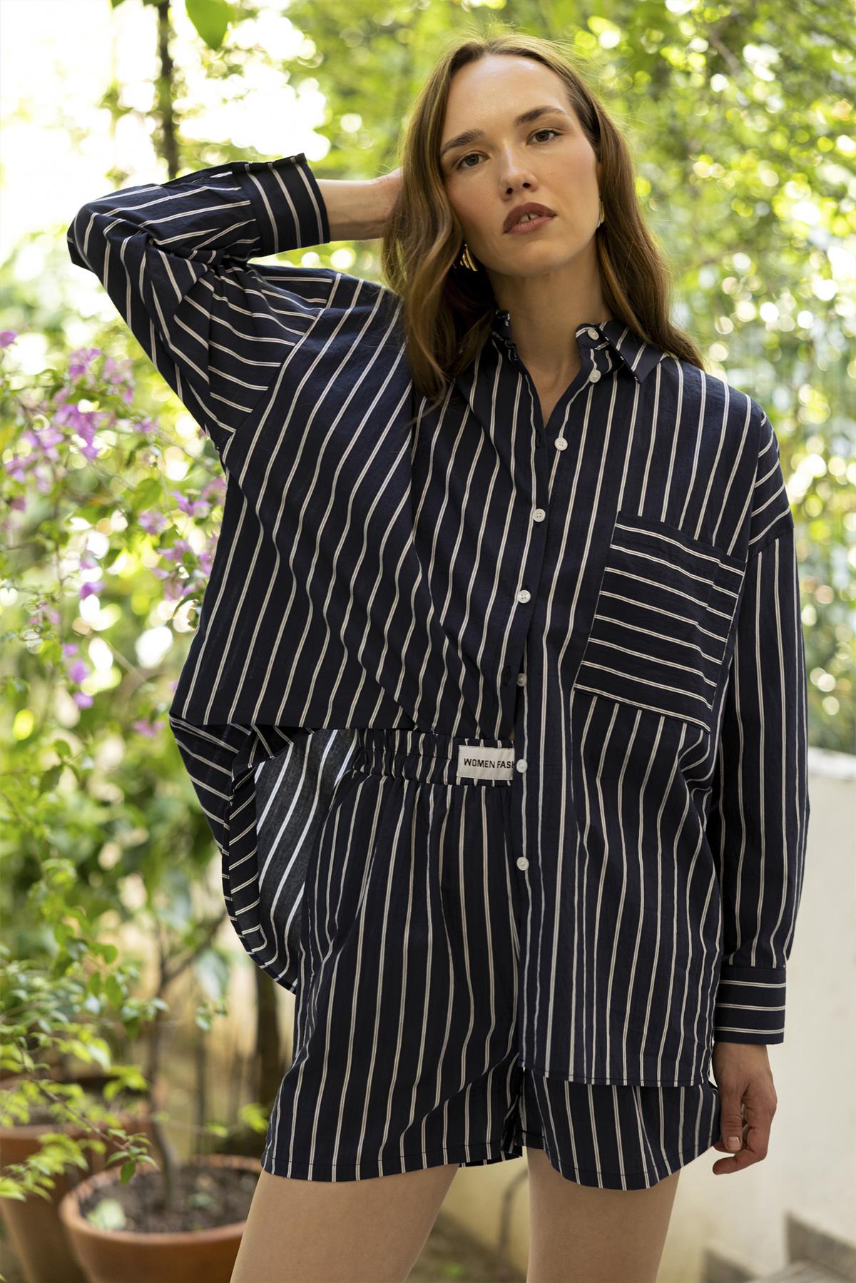 51177 GÖMLEK ŞORT TAKIM LACİVERT