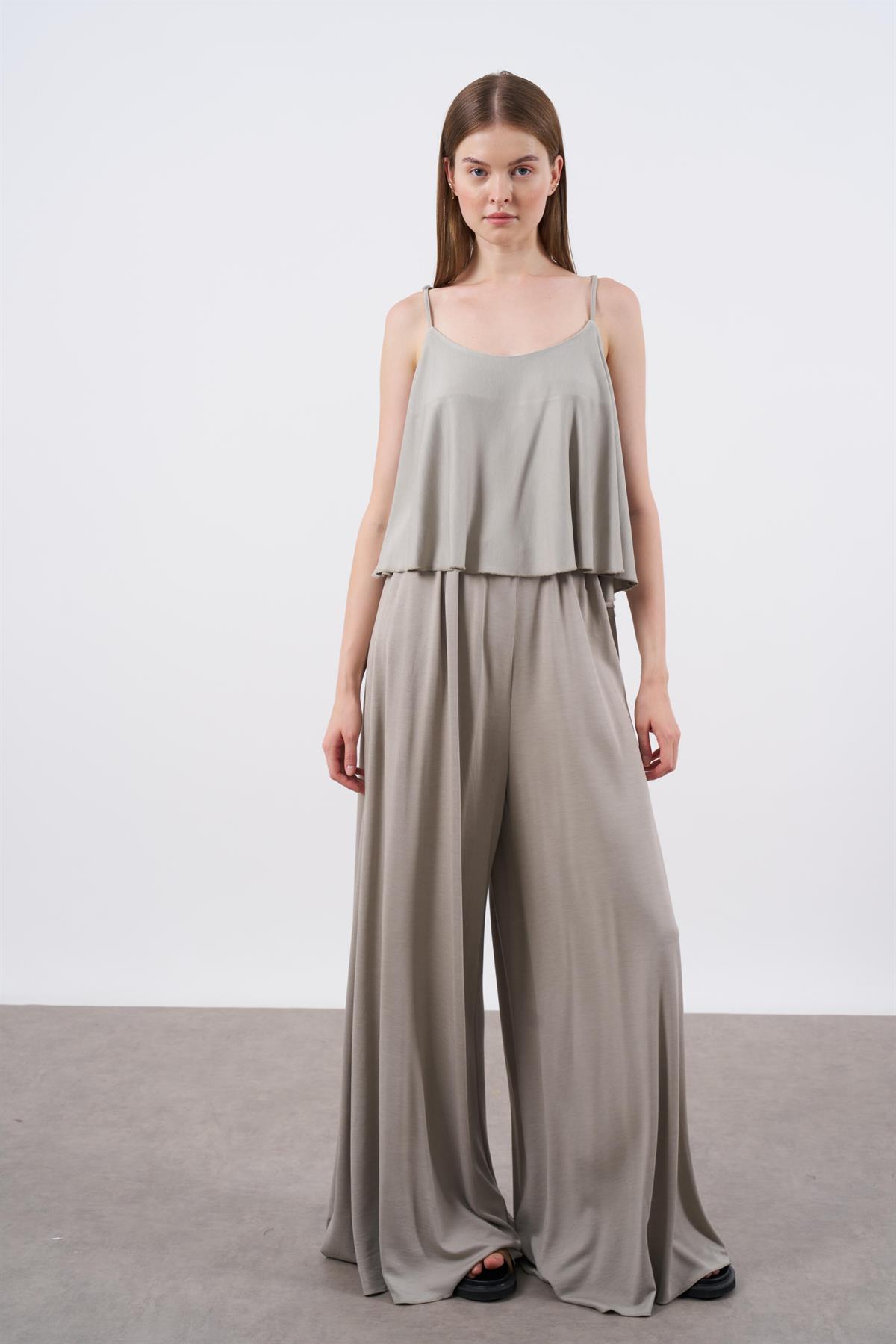 51052 ASKILI BLUZ PANTOLON TAKIM BEJ