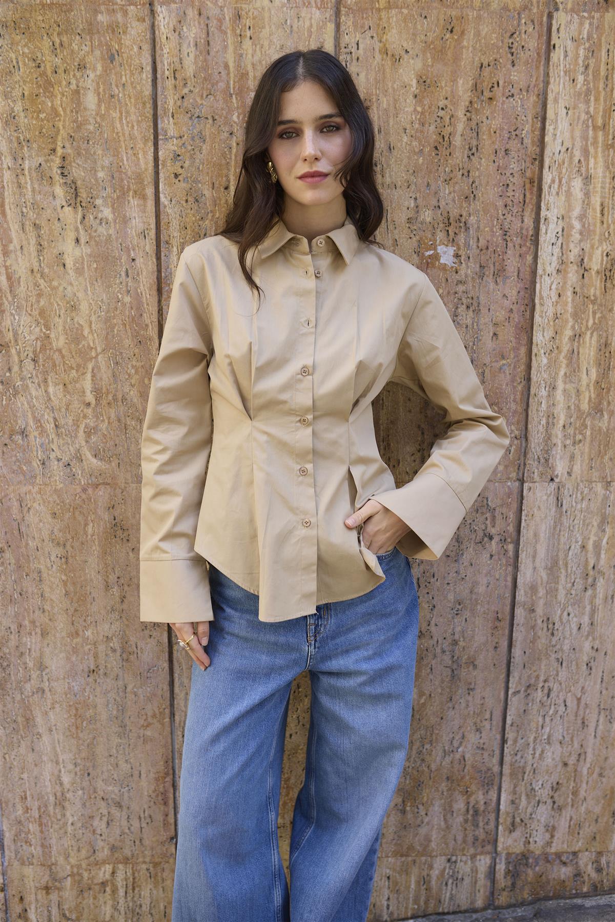 4965 PİLİLİ GÖMLEK CAMEL