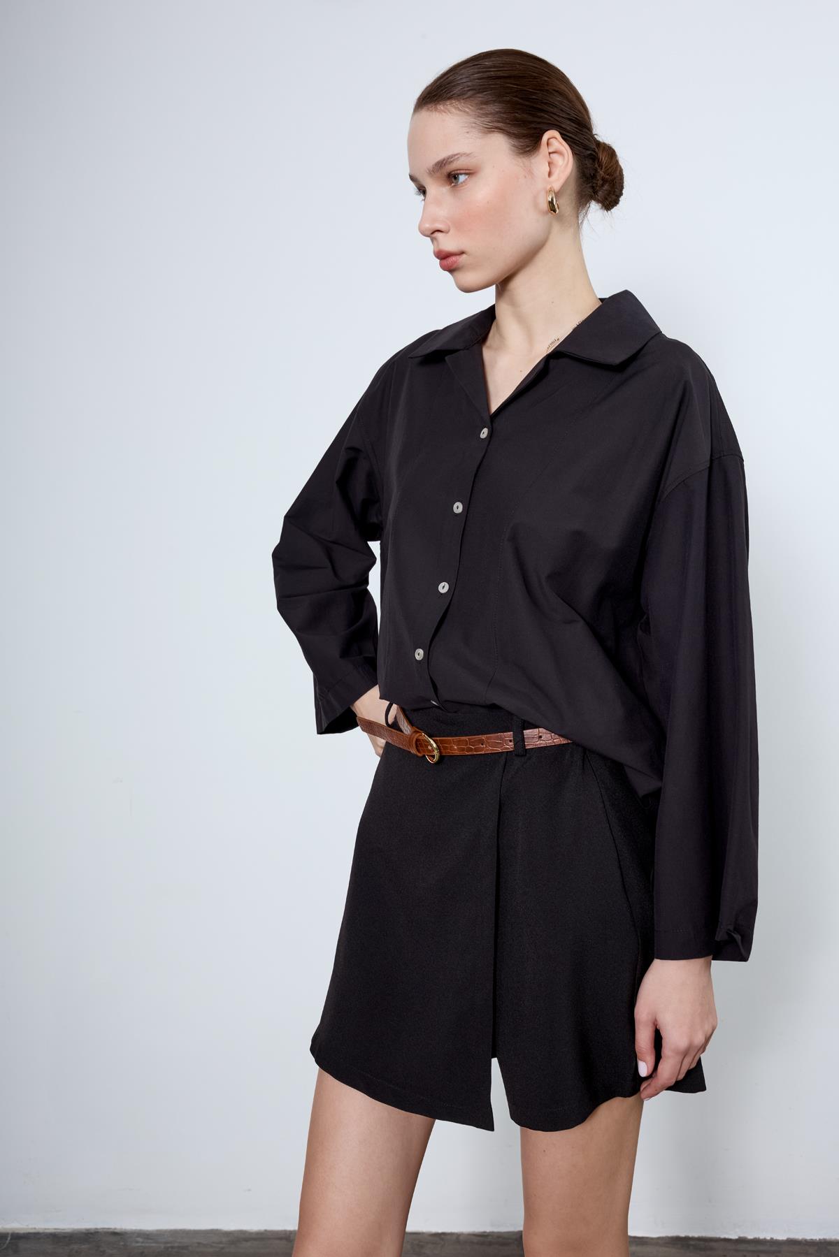 4952 OVERSIZE GÖMLEK SİYAH