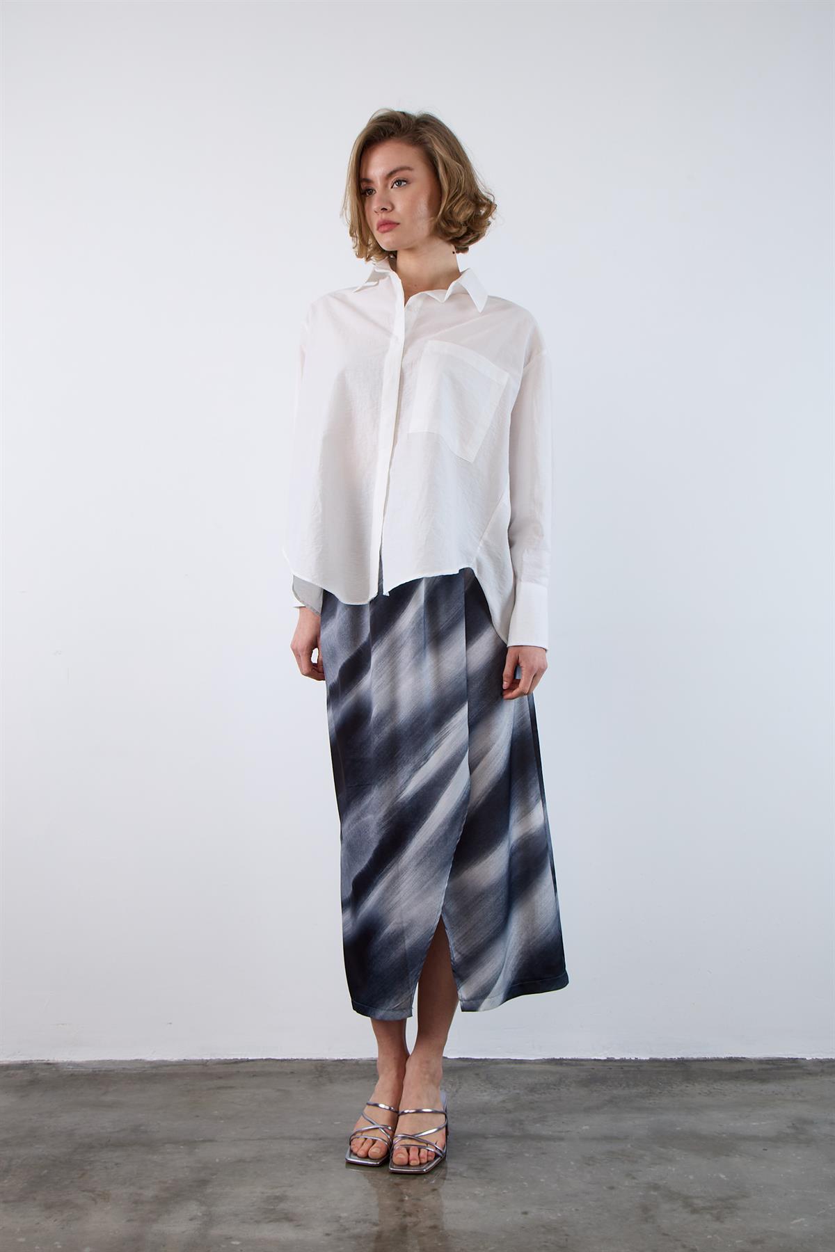 3266 EMPİRME SATEN ETEK FÜME