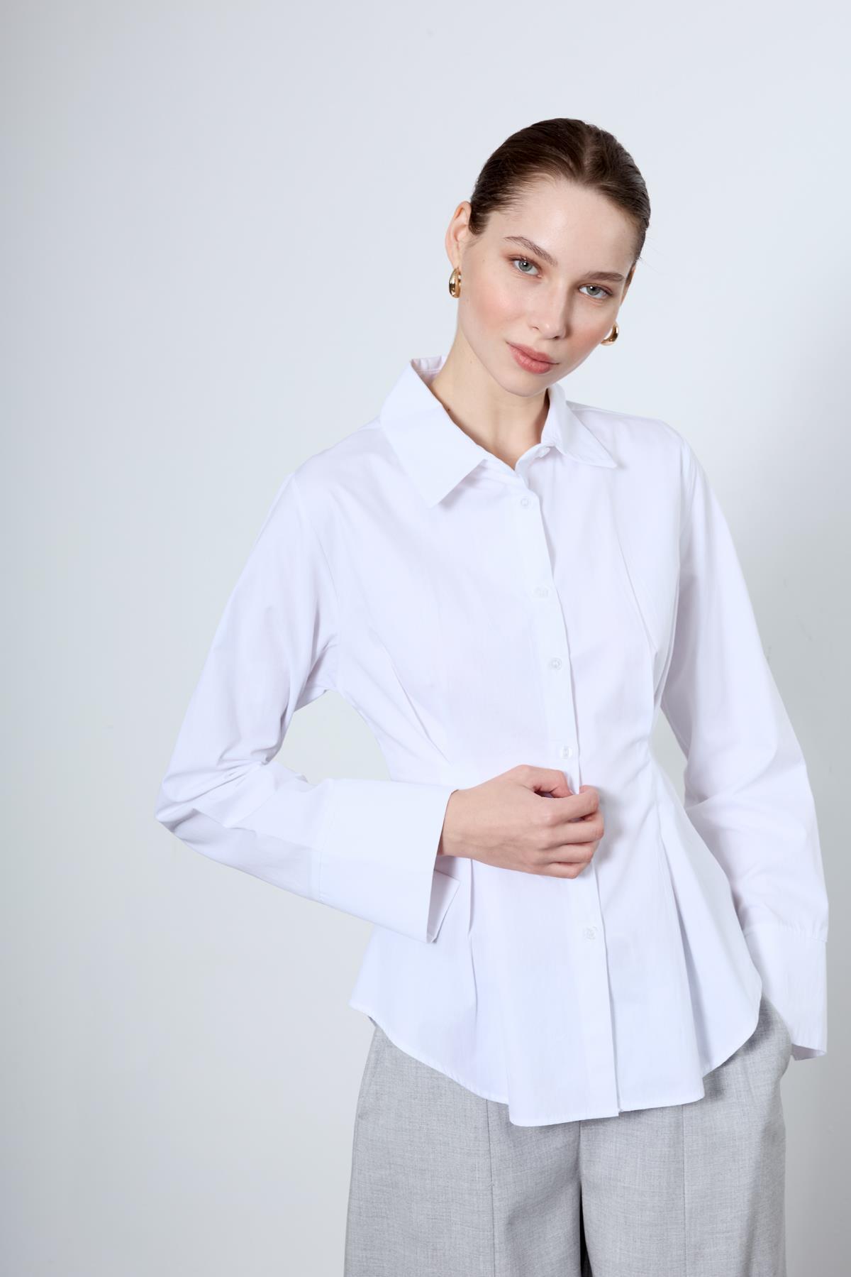 4965 PİLİLİ GÖMLEK BEYAZ